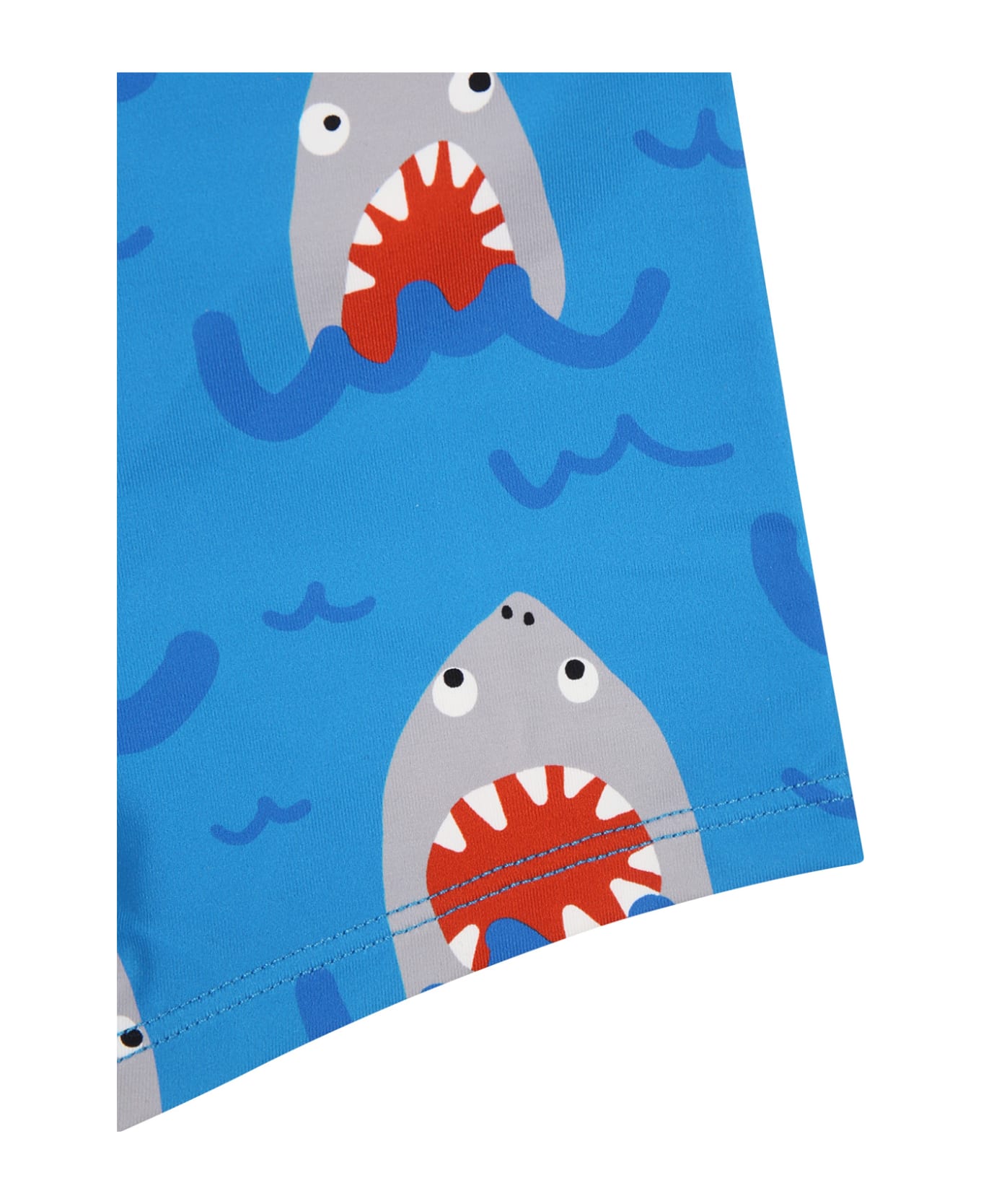 Stella McCartney Light Blue Boxer Shorts For Baby Boy With All-over Shark Print - Celeste 水着