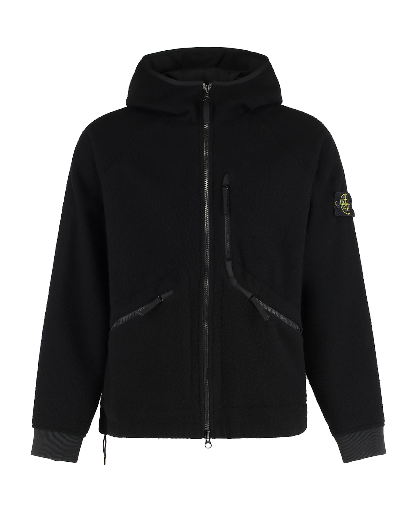 Stone Island Jacket With Hood Made Of Wool And Nylon - black