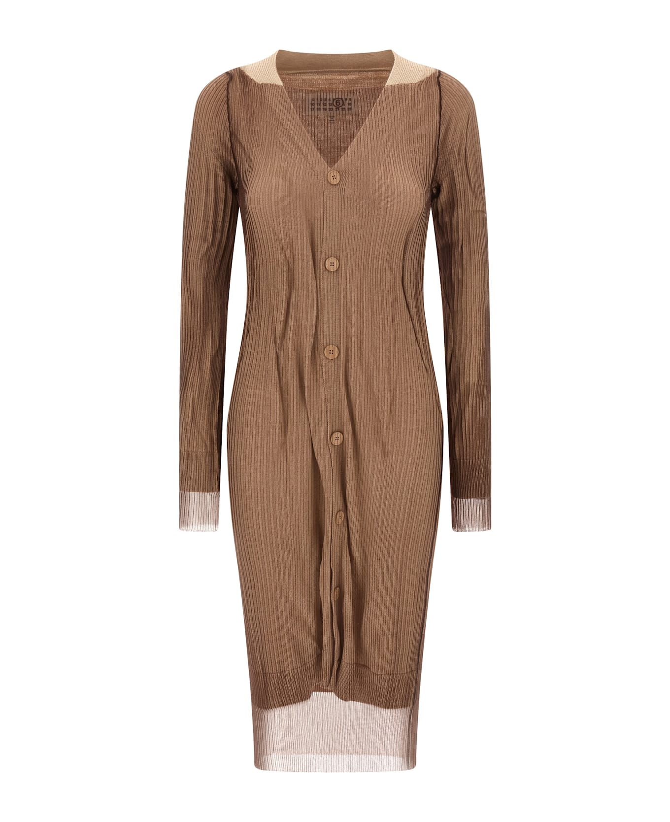 MM6 Maison Margiela 'trapped' Double Layer Dress - Beige