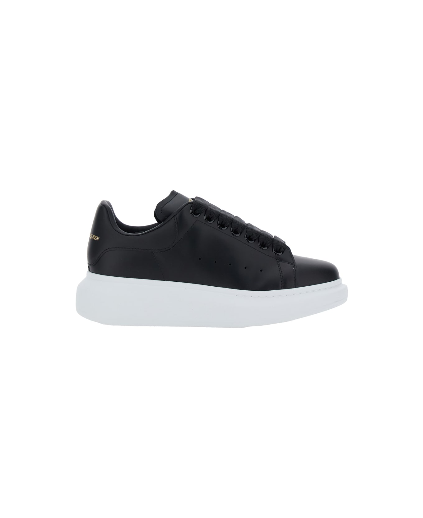 Alexander McQueen Black Low Top Sneakers With Logo Lettering On Tongue And Heel In Leather Woman - Black