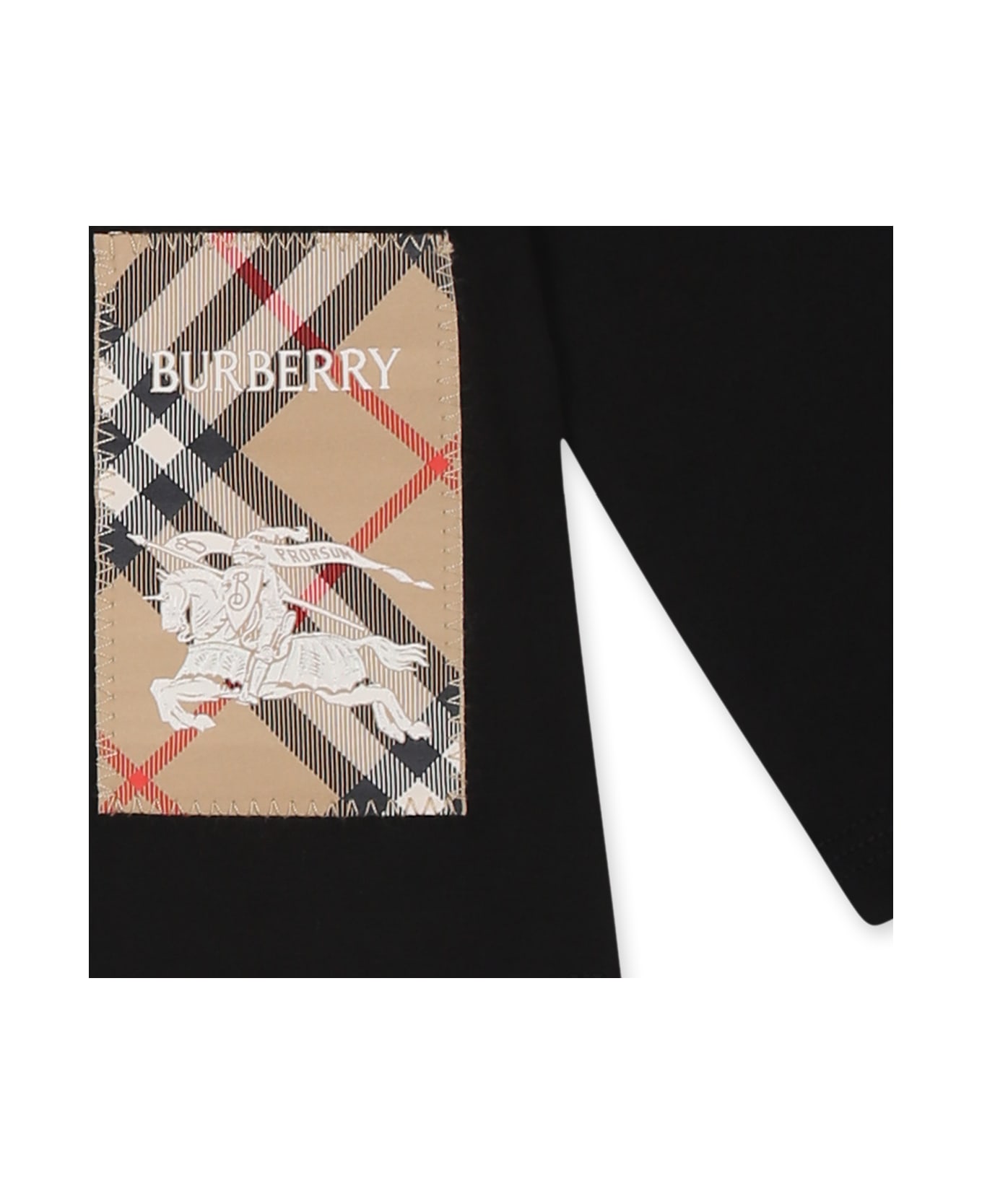 Burberry Black T-shirt For Baby Boy With Logo Patch - Black