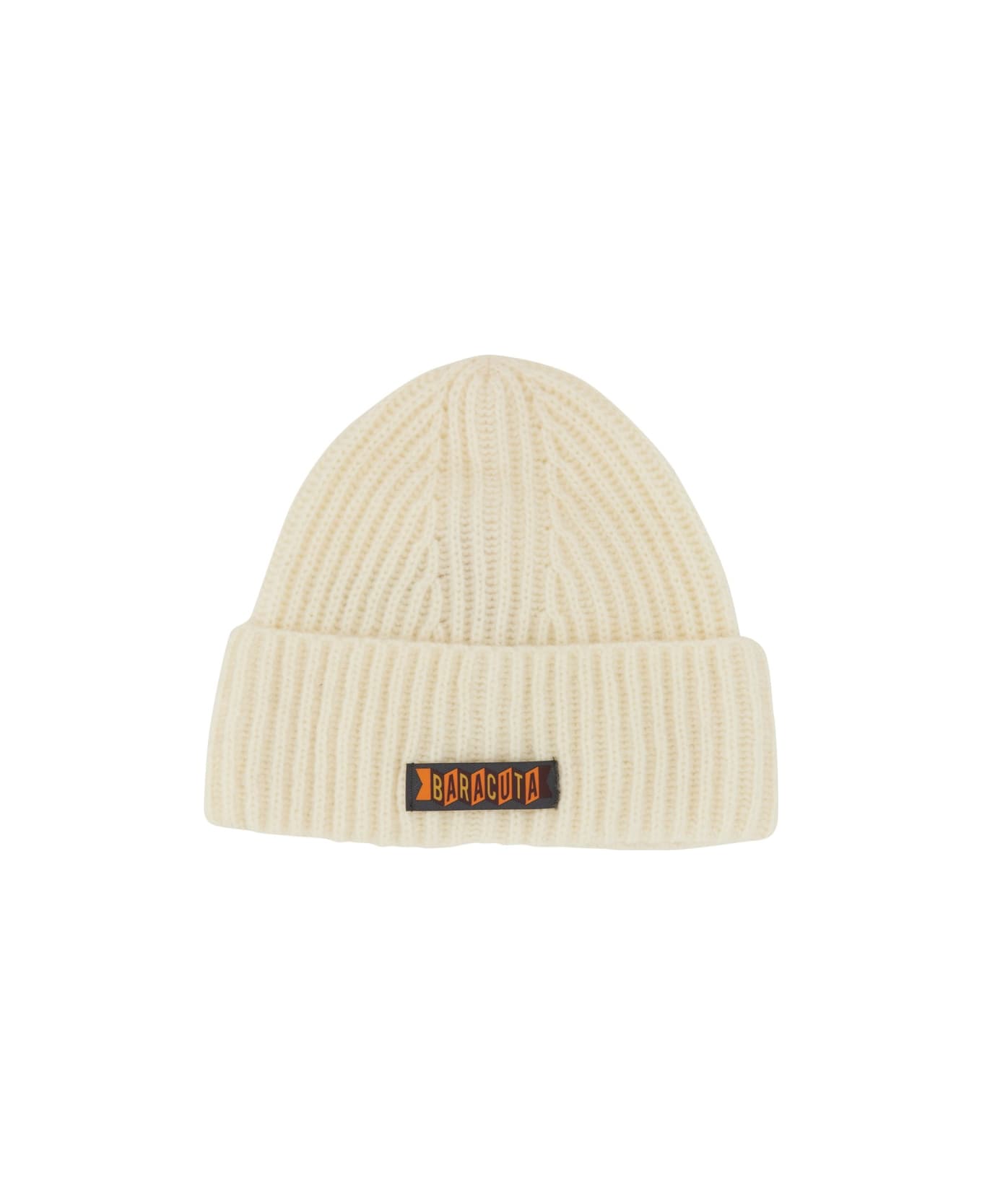 Baracuta Beanie Hat With Logo Patch - WHITE