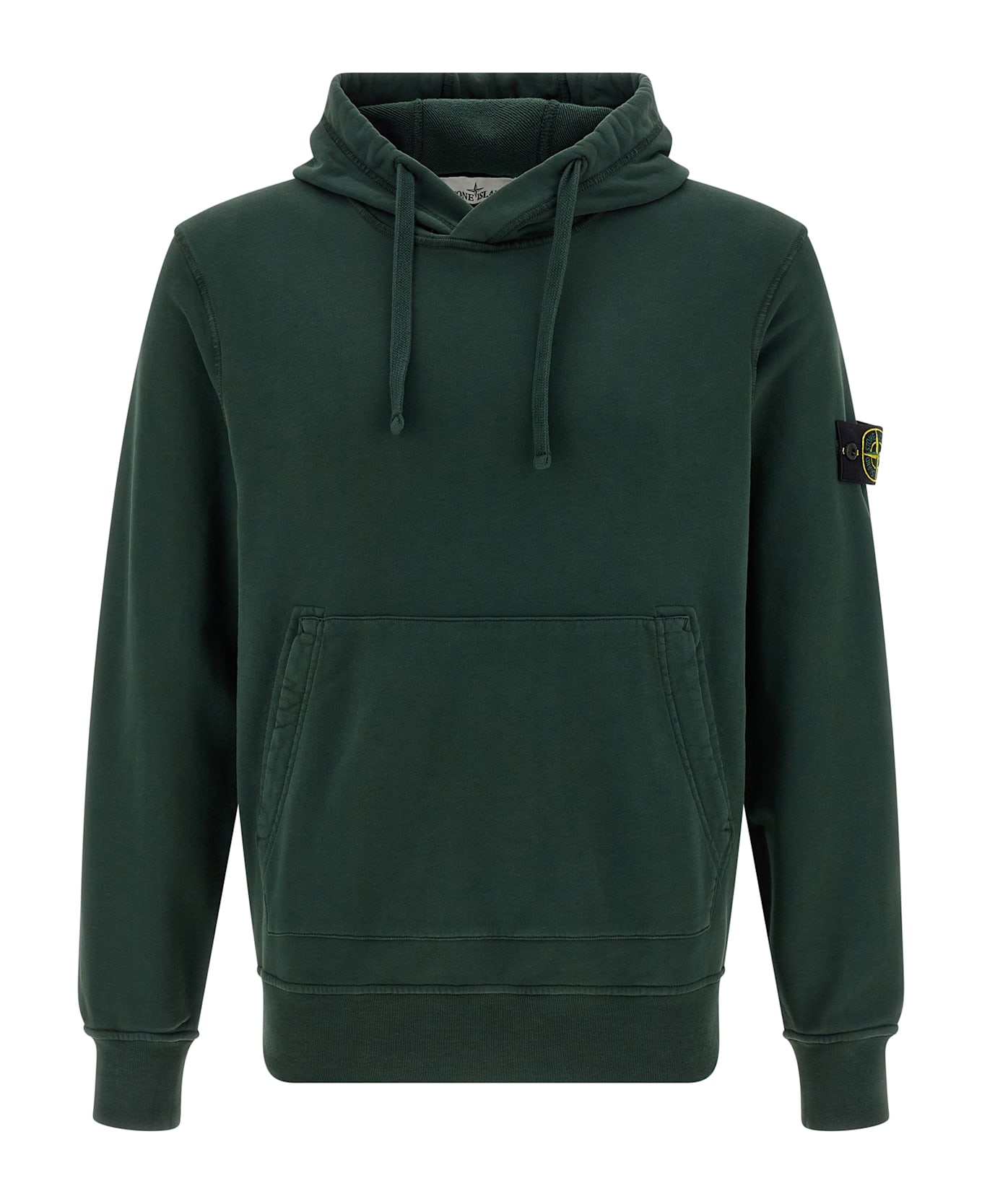 Stone Island Logo Badge Hoodie - Green