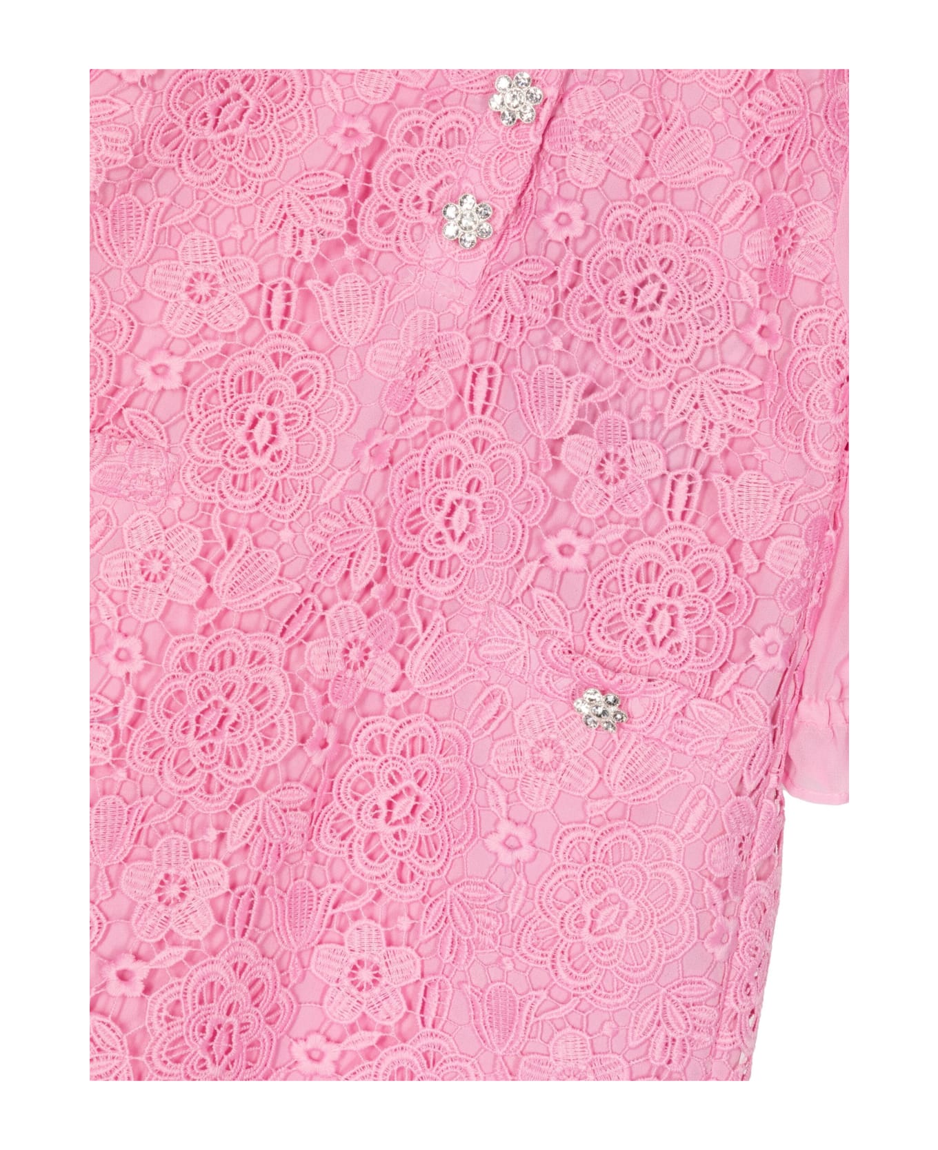 self-portrait Pink Elegant Dress For Girl In Macramé Lace - Pink