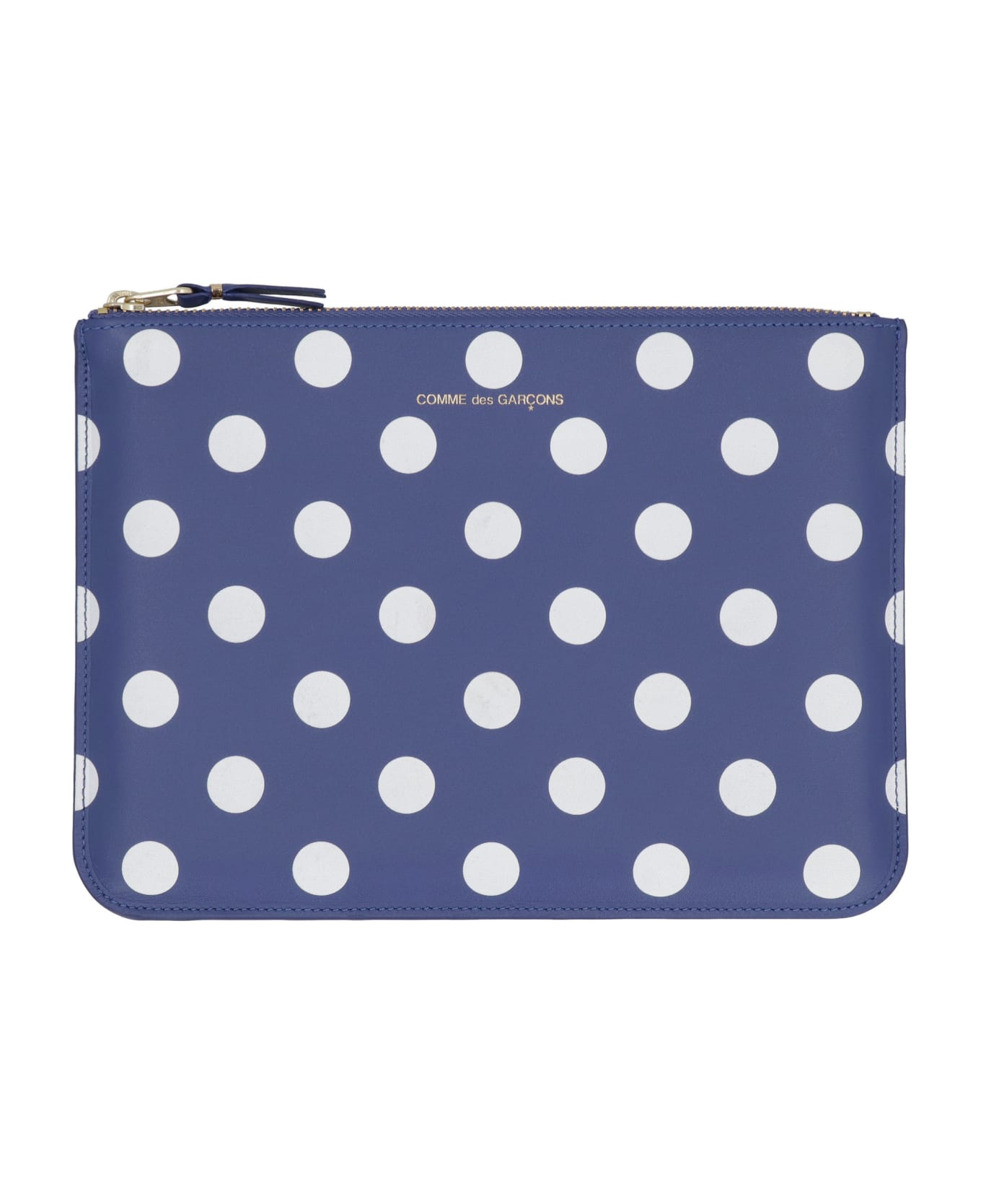 Comme des Garçons Wallet Printed Leather Flat Pouch - blue クラッチバッグ