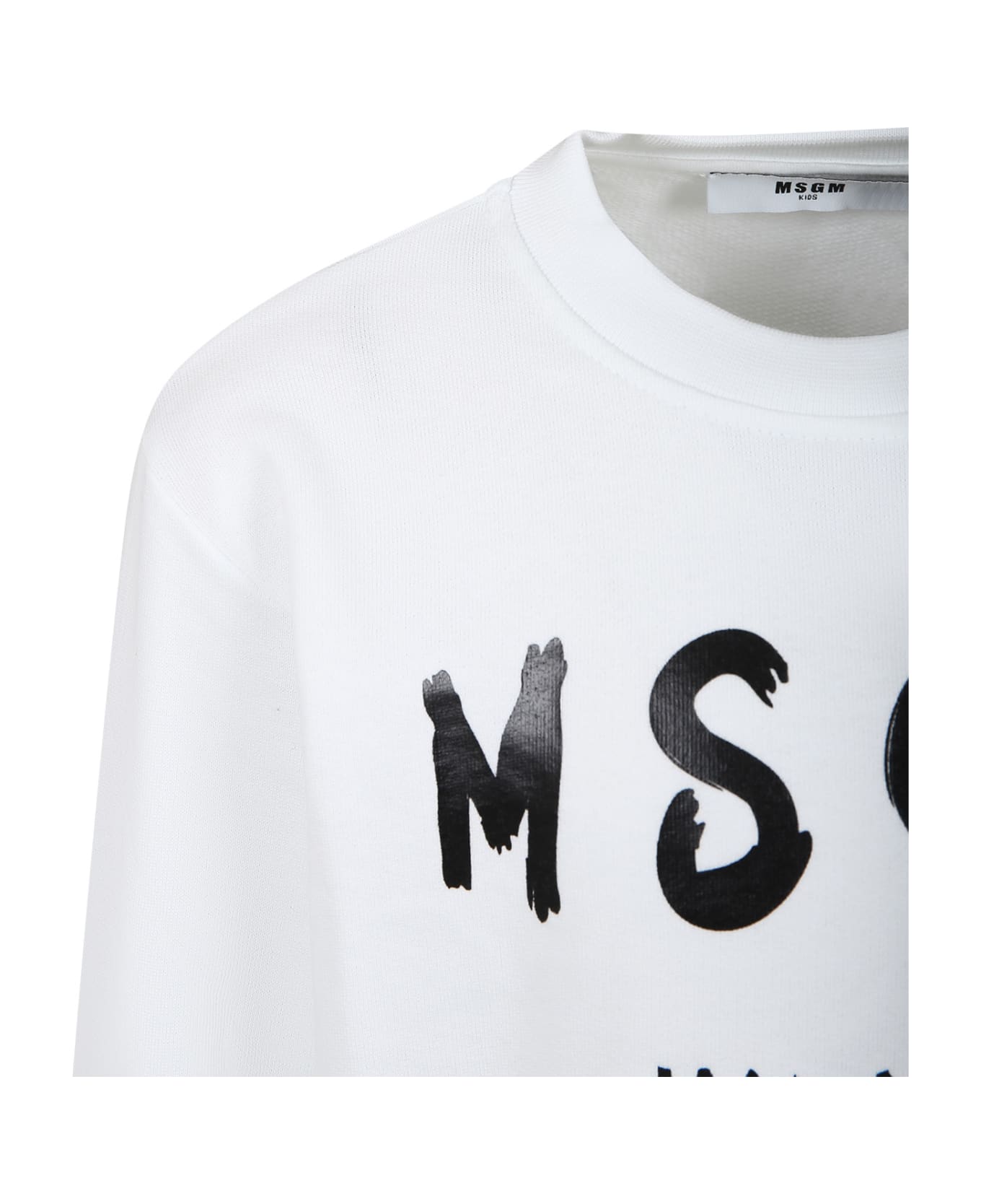 MSGM White Sweatshirt For Kids With Logo - Bianco ニットウェア＆スウェットシャツ