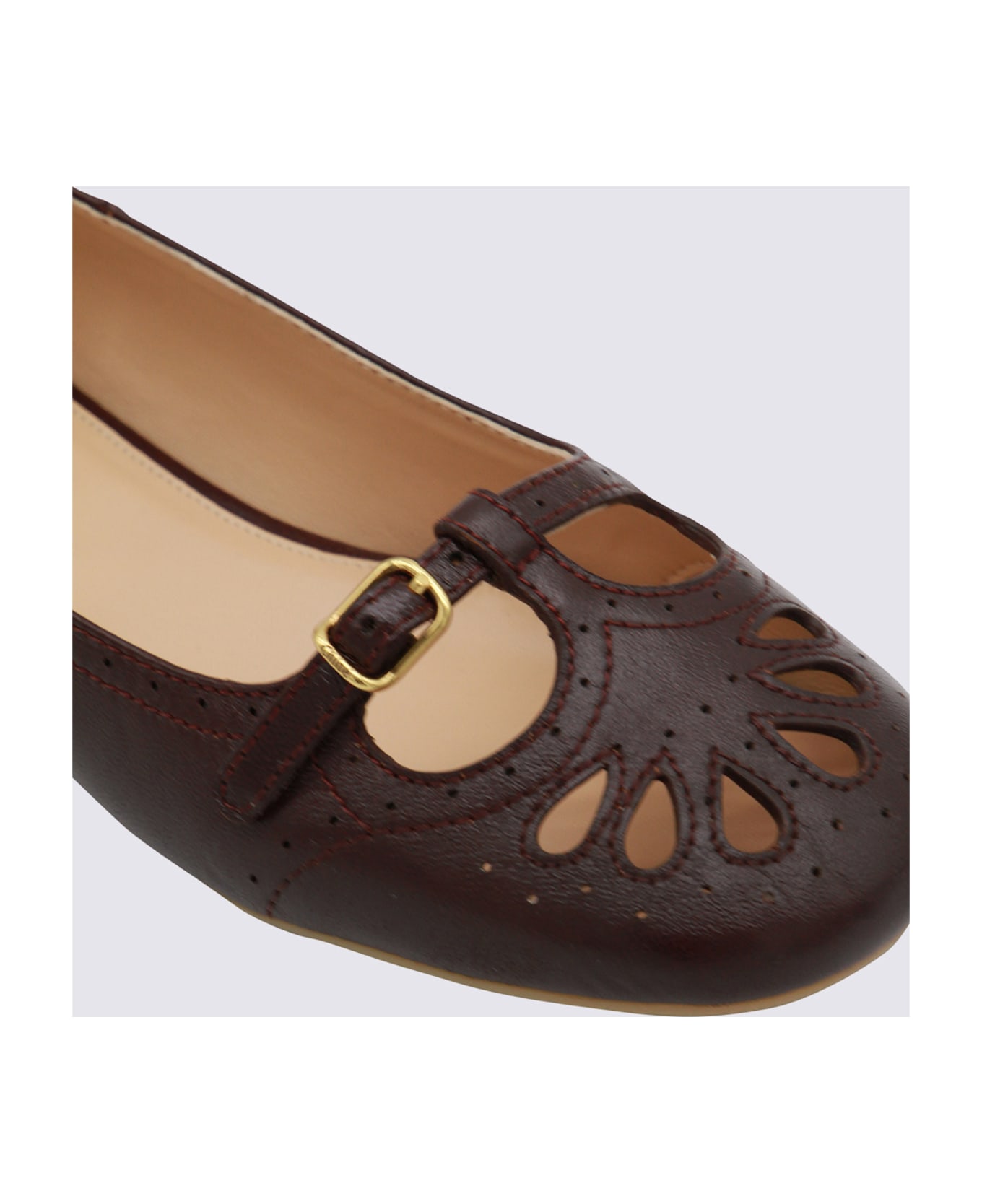 Chloé Dark Purple Leather Flats - BURNT PURPLE