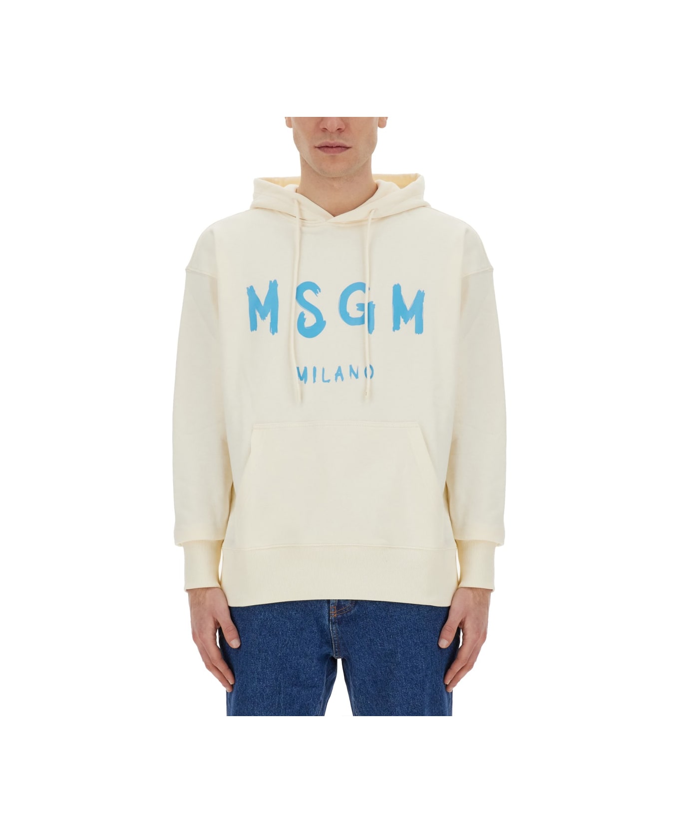 MSGM Sweatshirt With Brushed Logo - WHITE フリース