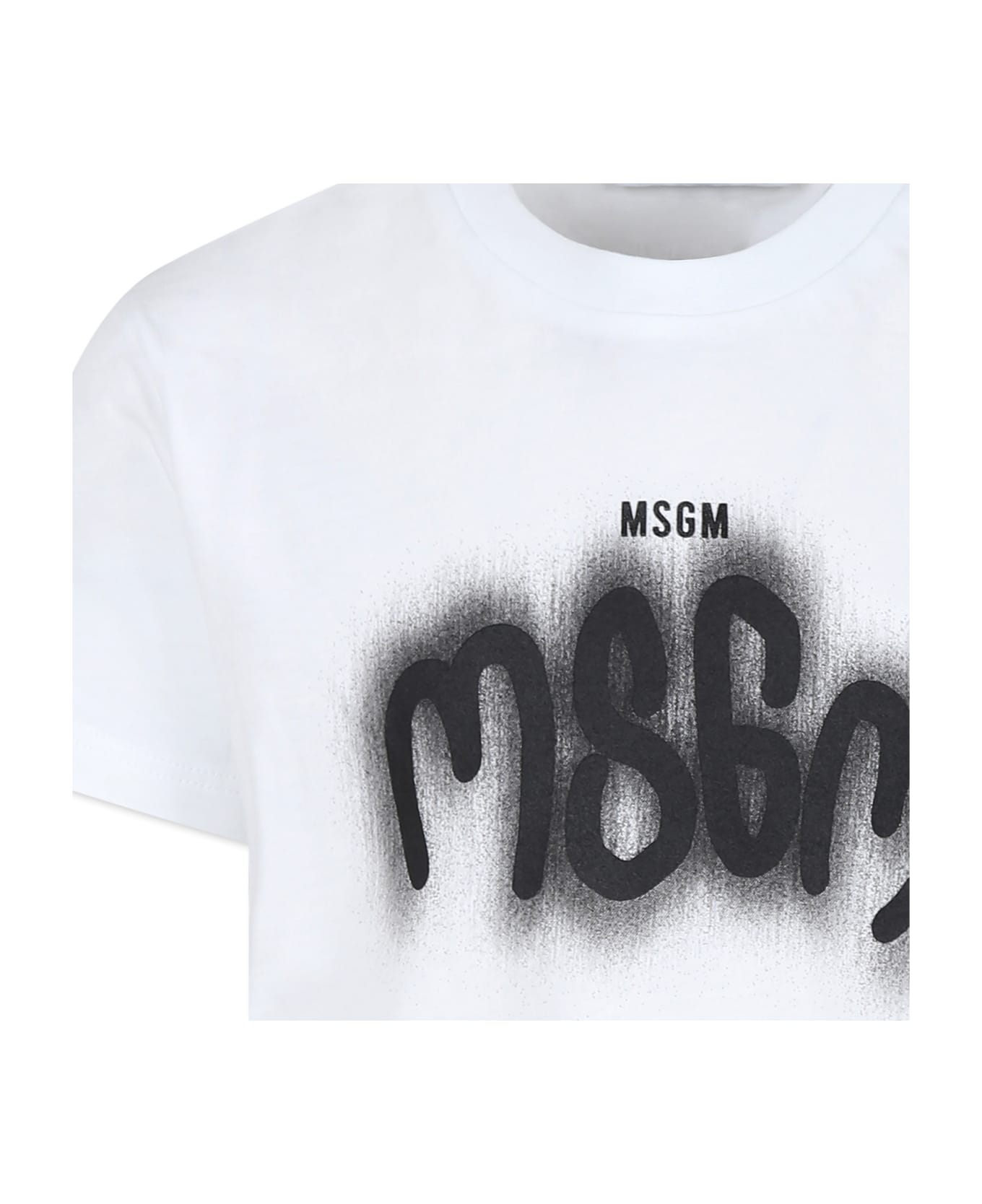 MSGM White T-shirt For Boy With Logo - Bianco