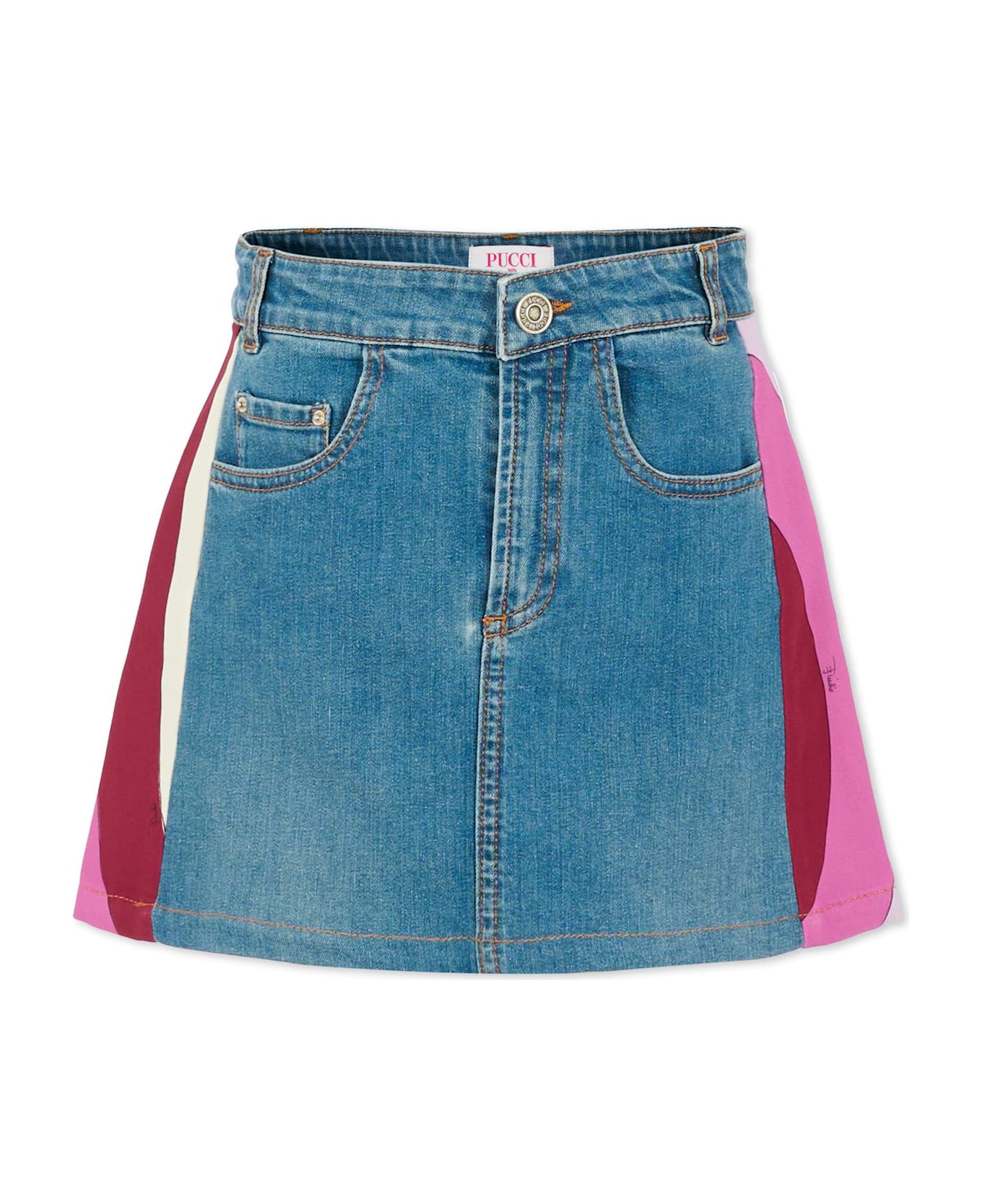 Pucci Denim Skirt For Girl With Print - Blue