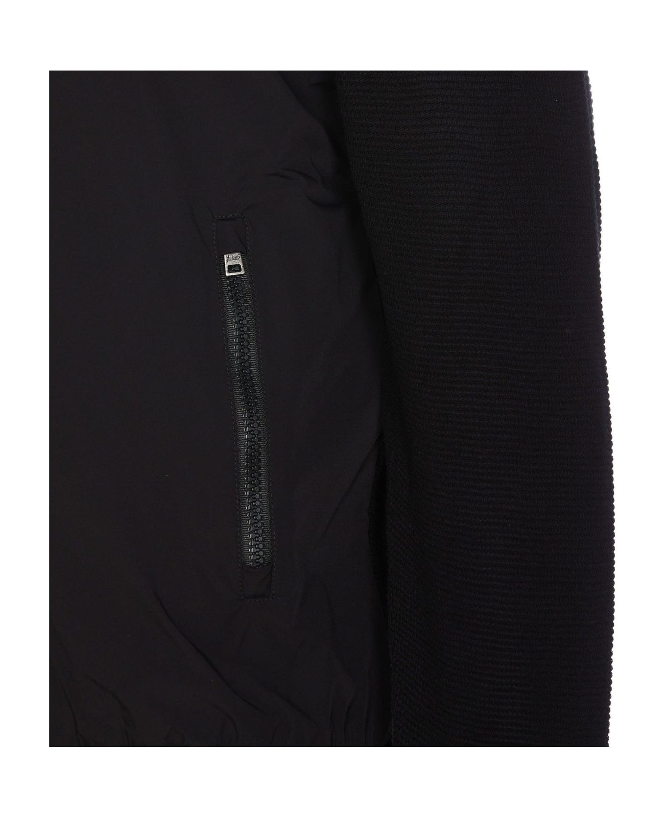 Herno Knitted-panel Zip-up Cardigan - BLACK カーディガン