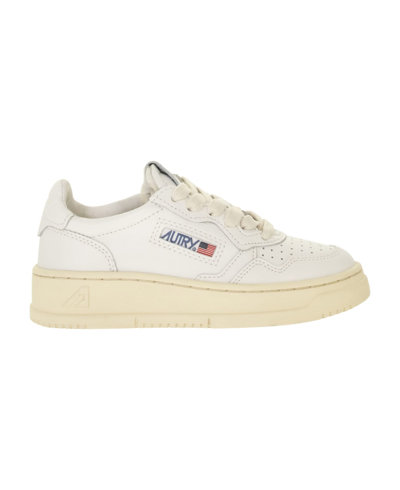 Autry Medalist Low - Leather Sneakers - Bianco