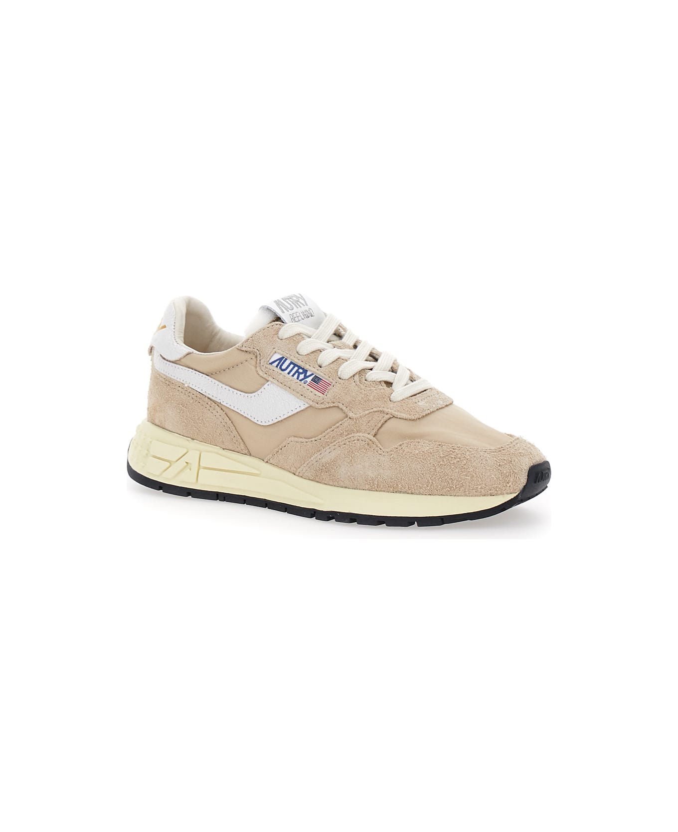 Autry 'reel Wind' Beige Low Top Sneakers With Logo Detail In Suede Woman - Beige