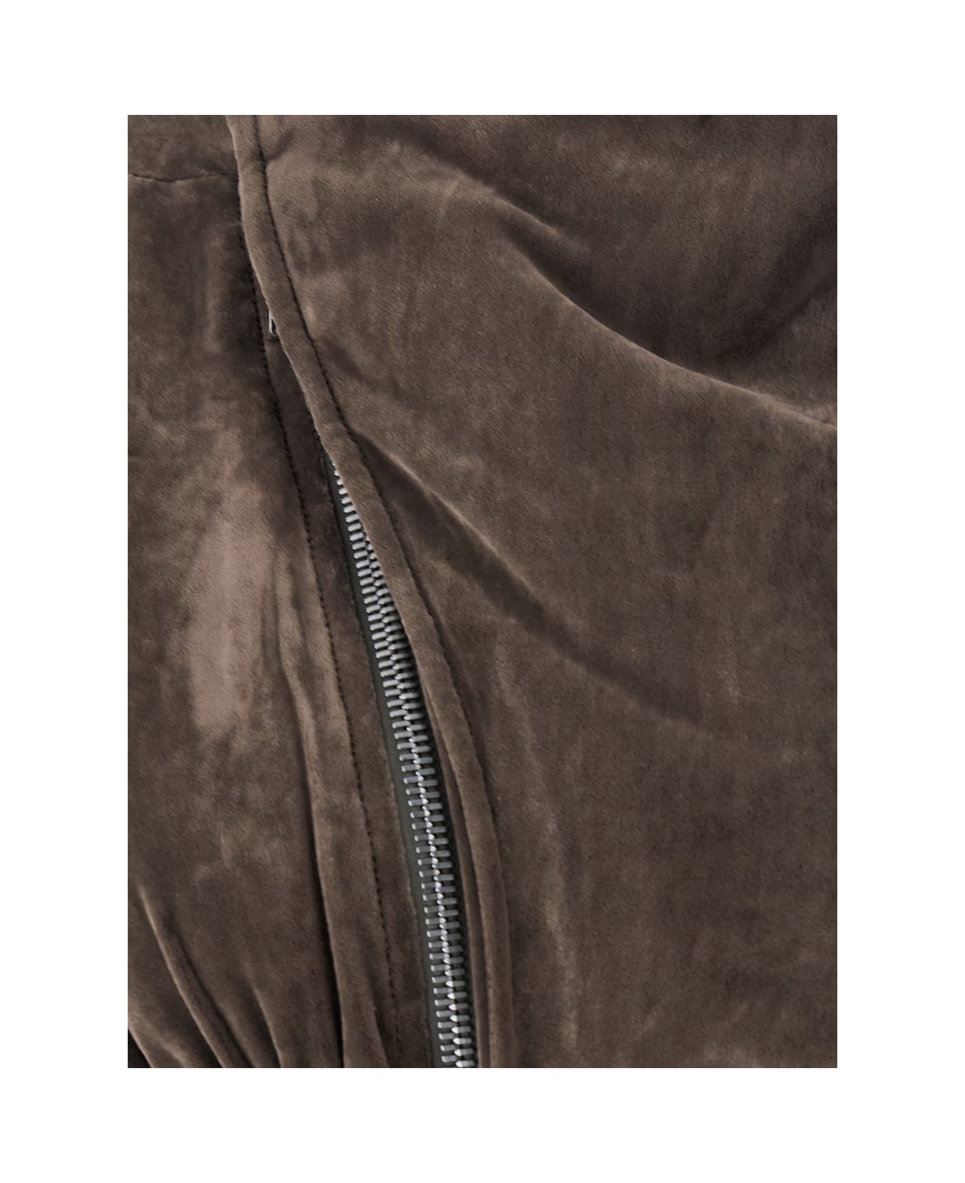 Rick Owens 
hollywood
 Cropped Jacket With Front Zip Closure In Viscose Blend Woman - Brown