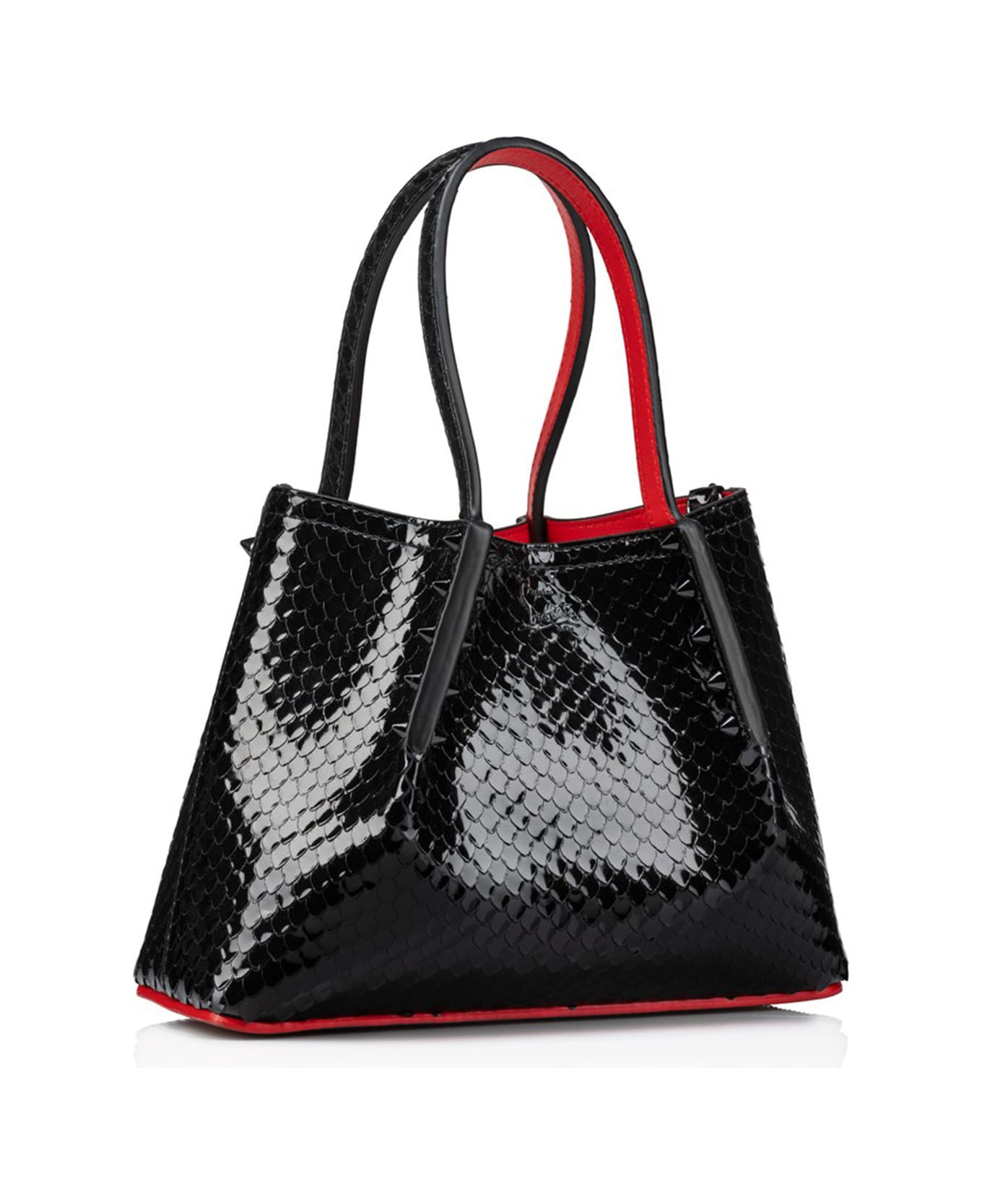 Christian Louboutin Tote Bag Embossed Patent Calf Leather Birdy - BLACK