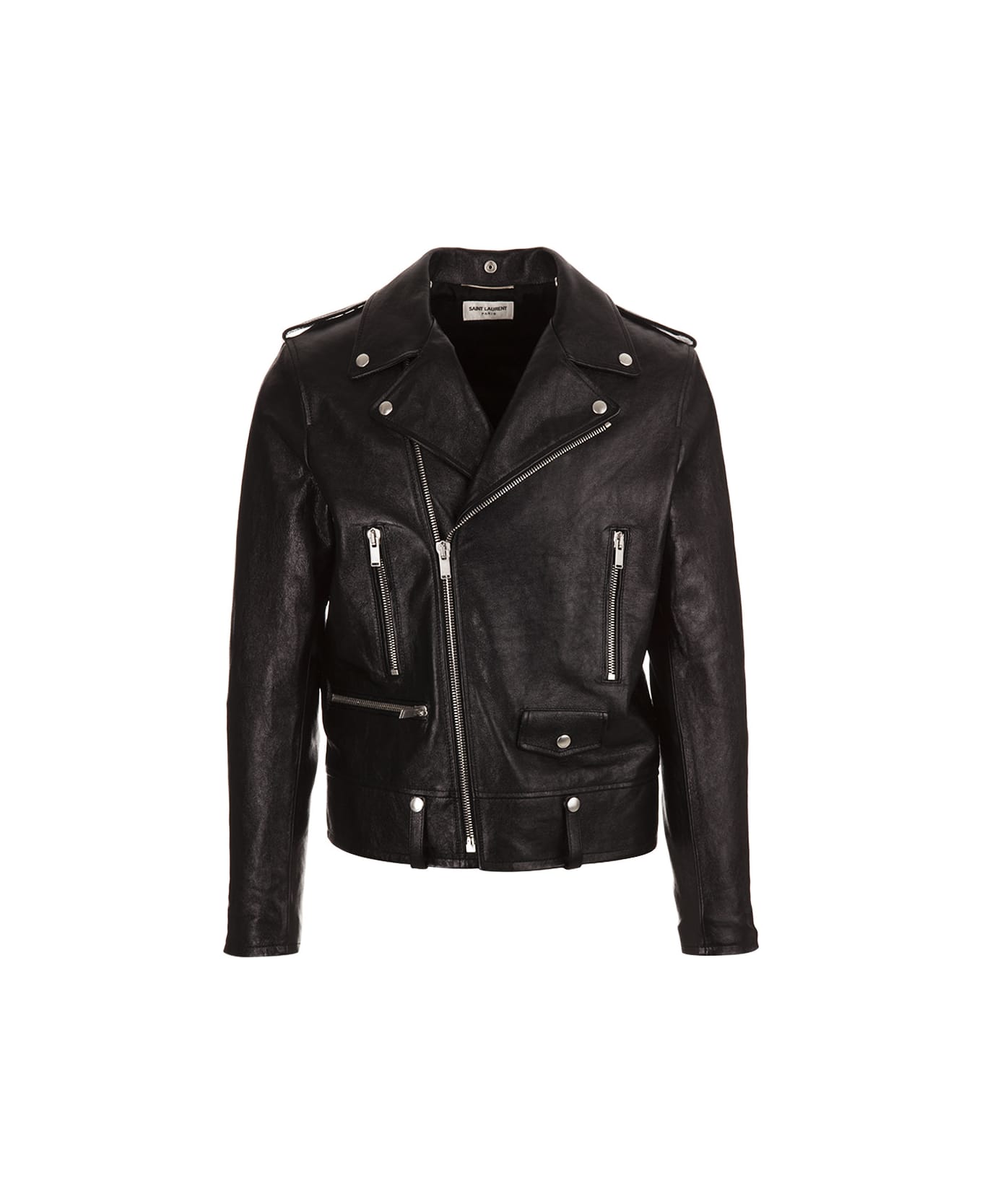 Saint Laurent Black Leather Motorcycle Jacket - Black