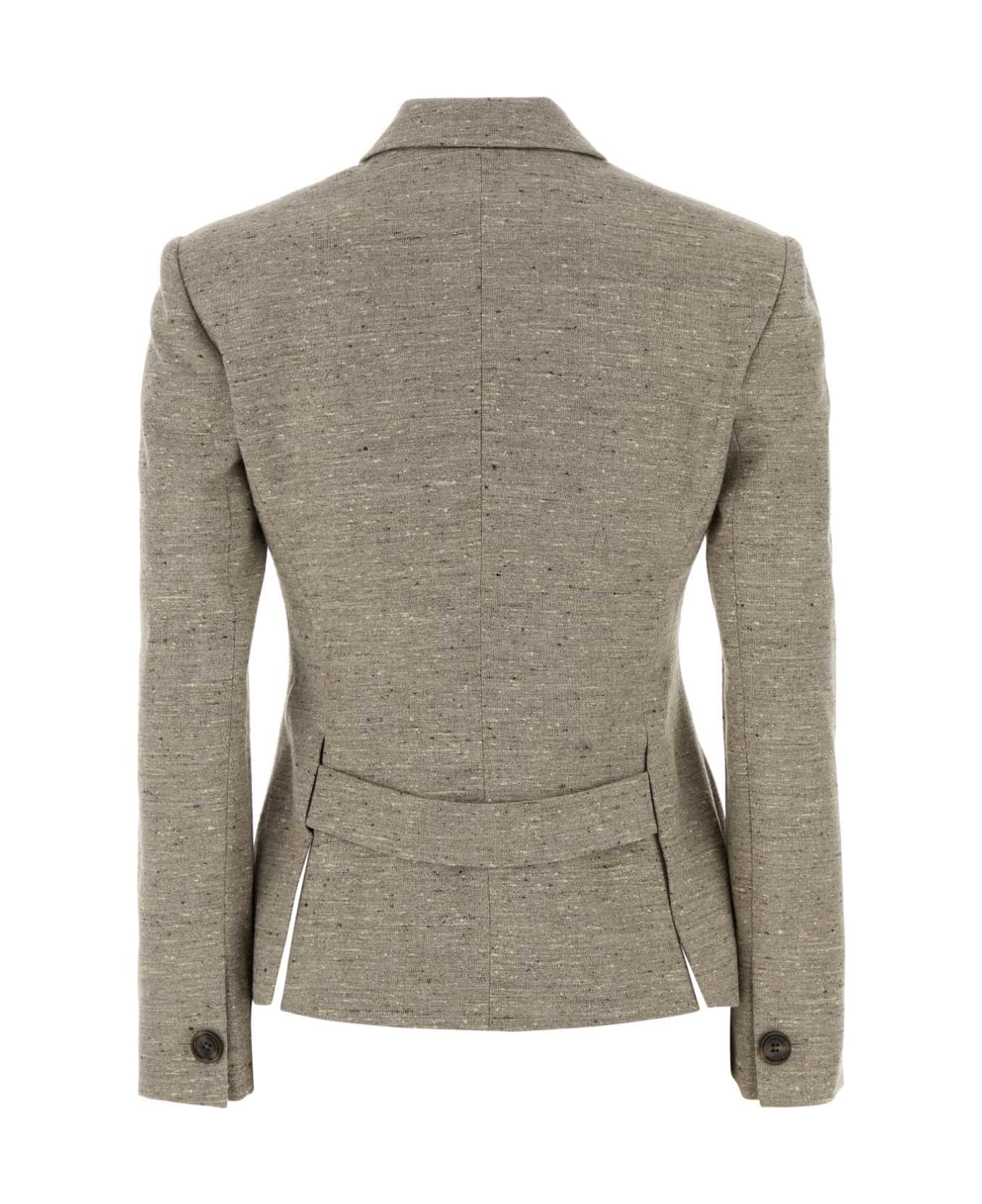Magda Butrym Melange Dove Grey Silk Blend Blazer - BEIGE