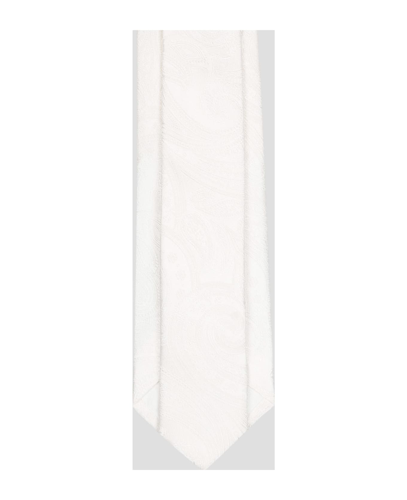 Tagliatore Jacquard Silk Tie - White