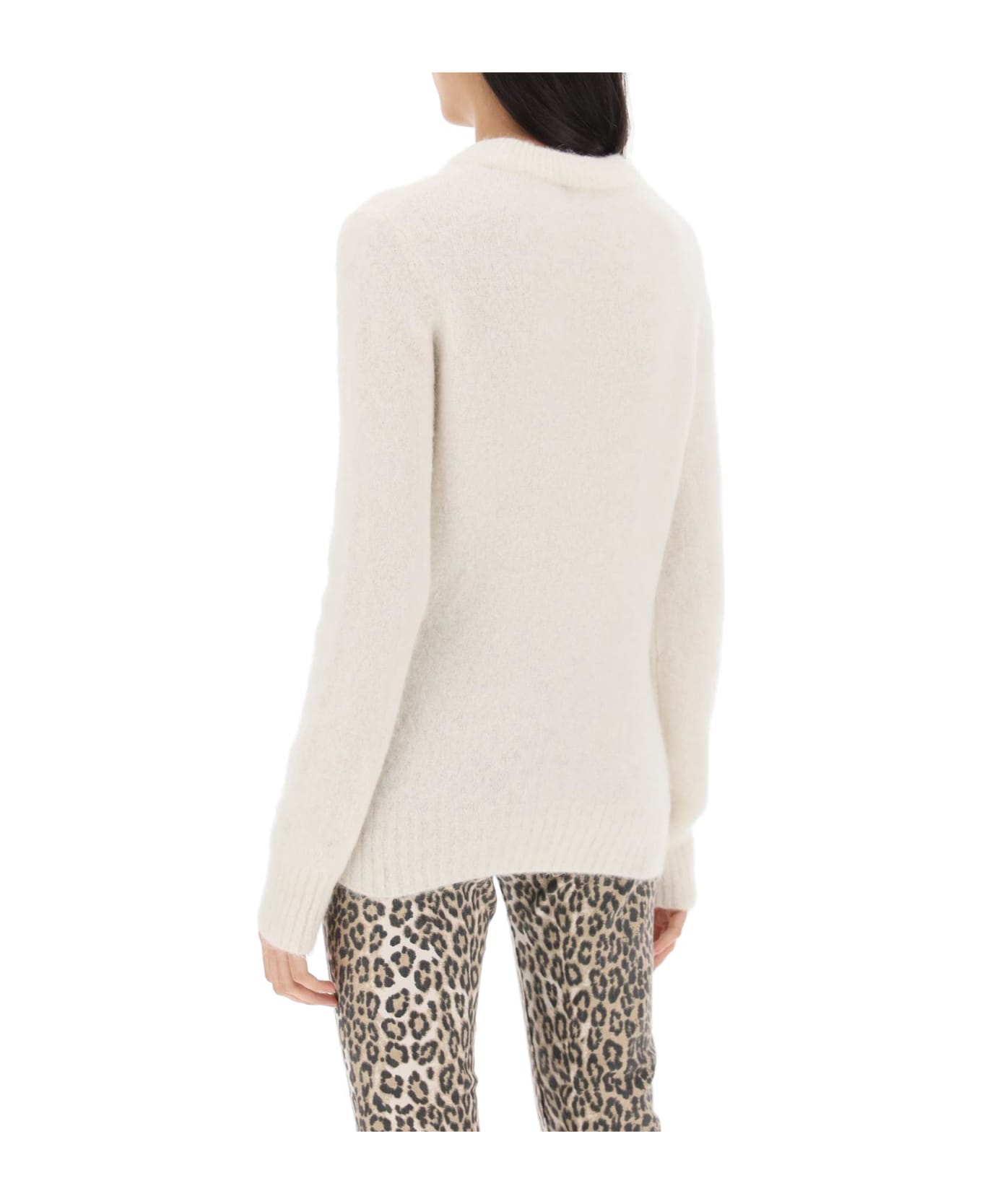 Ganni Brushed Alpaca And Wool Sweater - EGRET (White)
