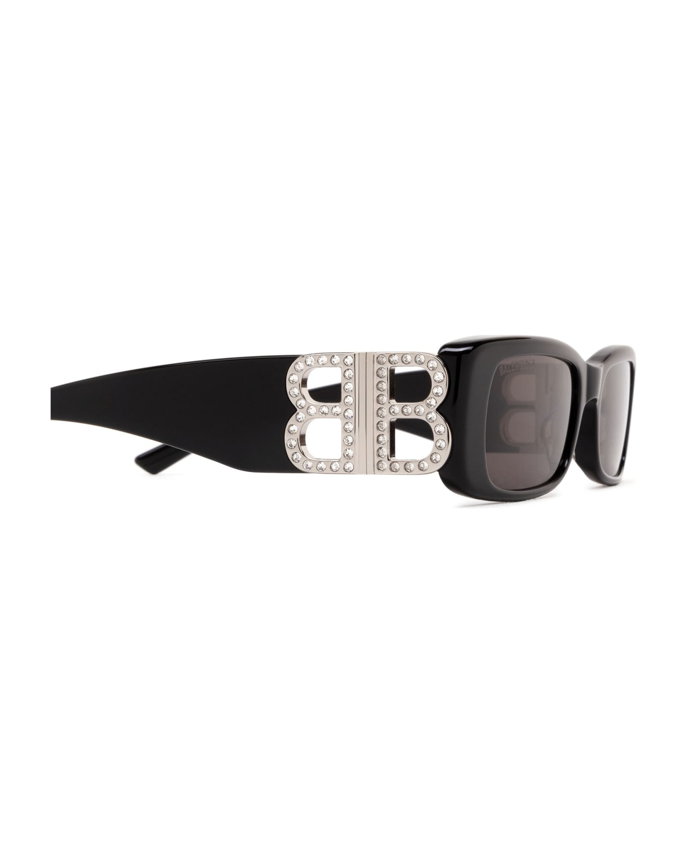 Balenciaga Eyewear Crystal Embellished Bb Hinge Rectangular Lens Sunglasses - Black