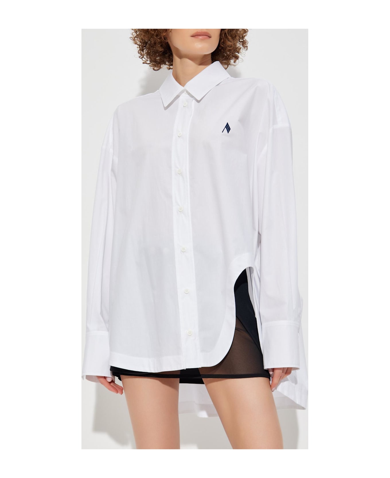 The Attico Shirt With Logo - White Navy Blue