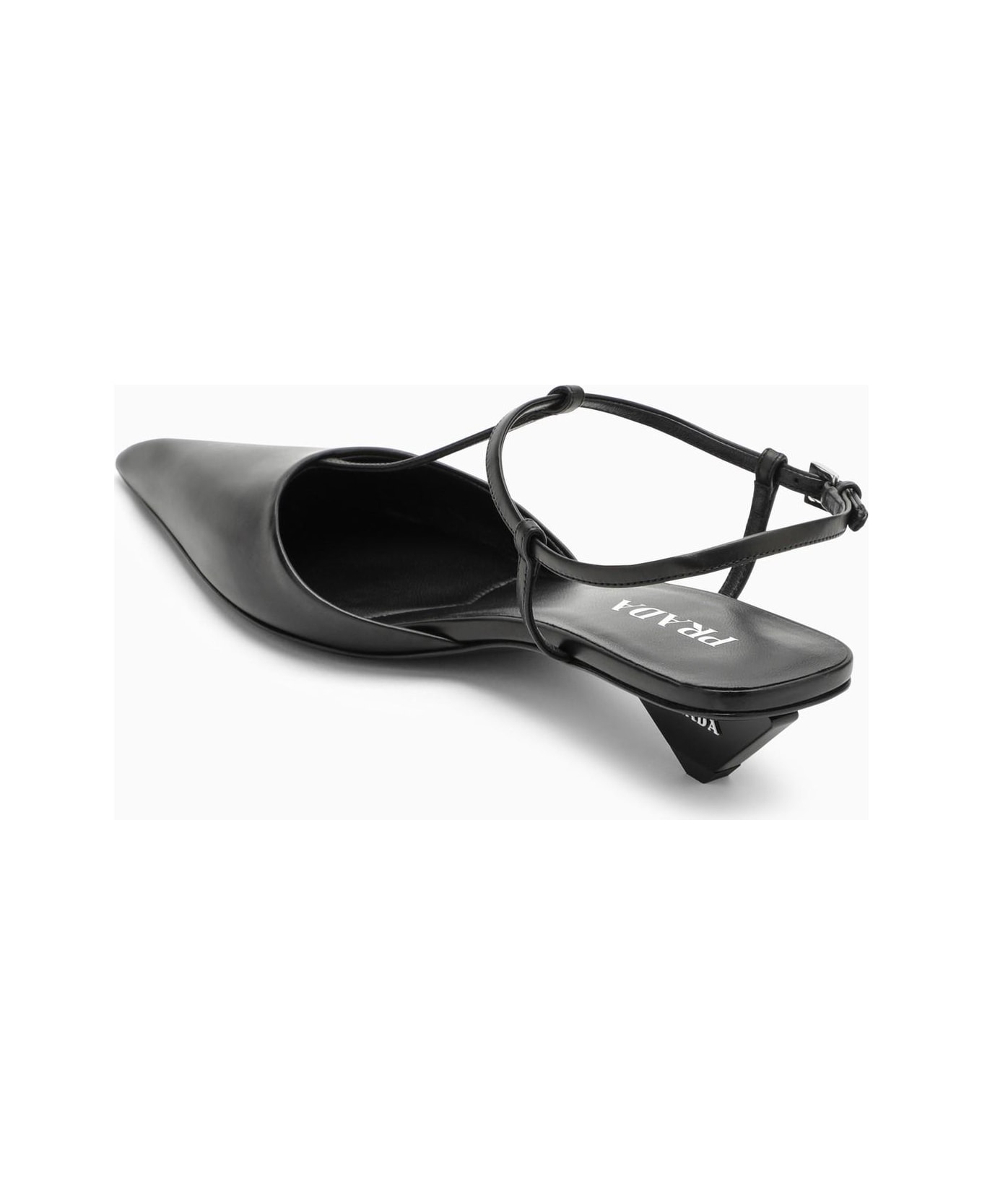 Prada Black Leather Slingback D\u00e9collet\u00e9 - Nero