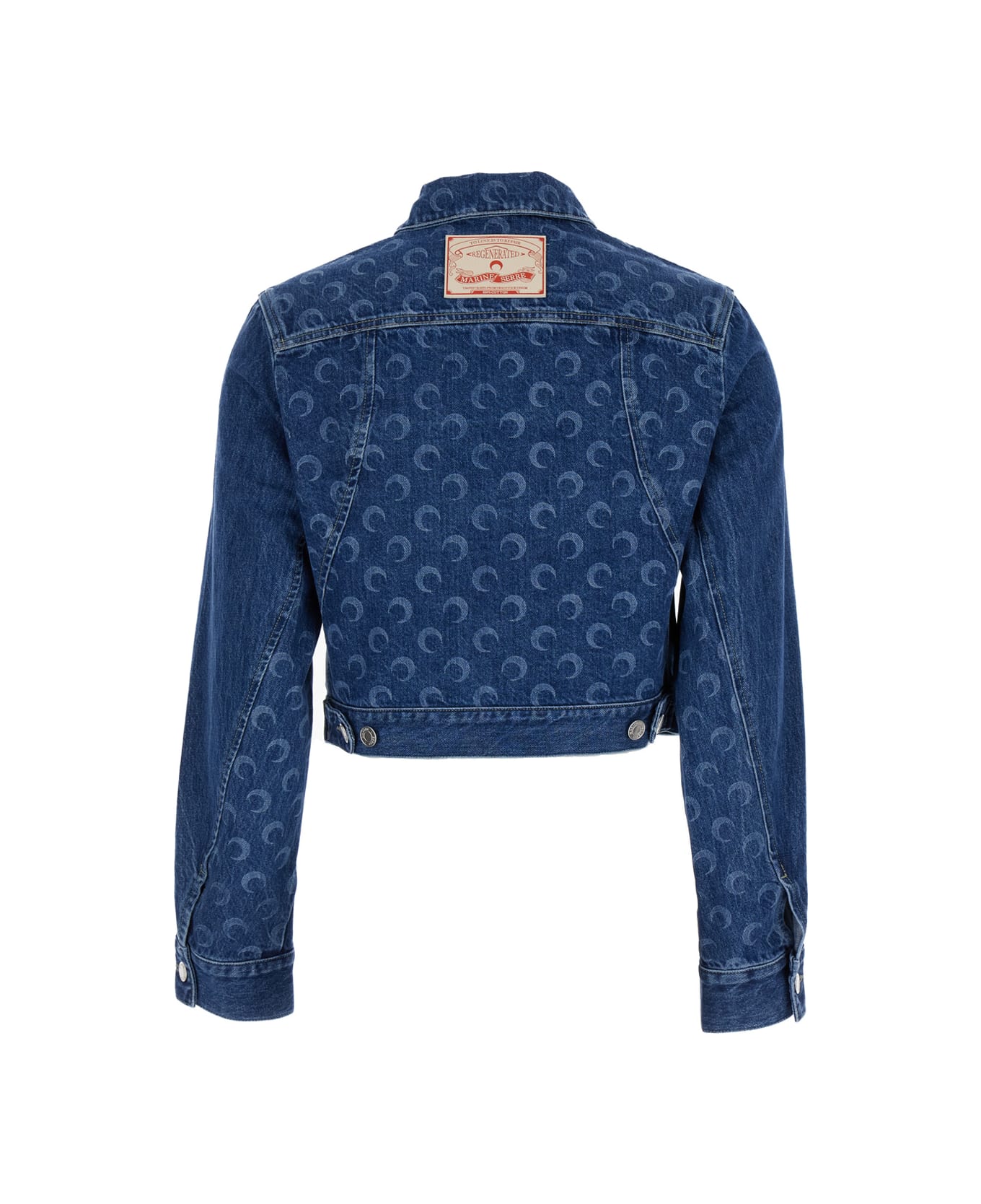 Marine Serre Blue Denim Jacket With All-over Moongram Pattern In Cotton Woman - Blu
