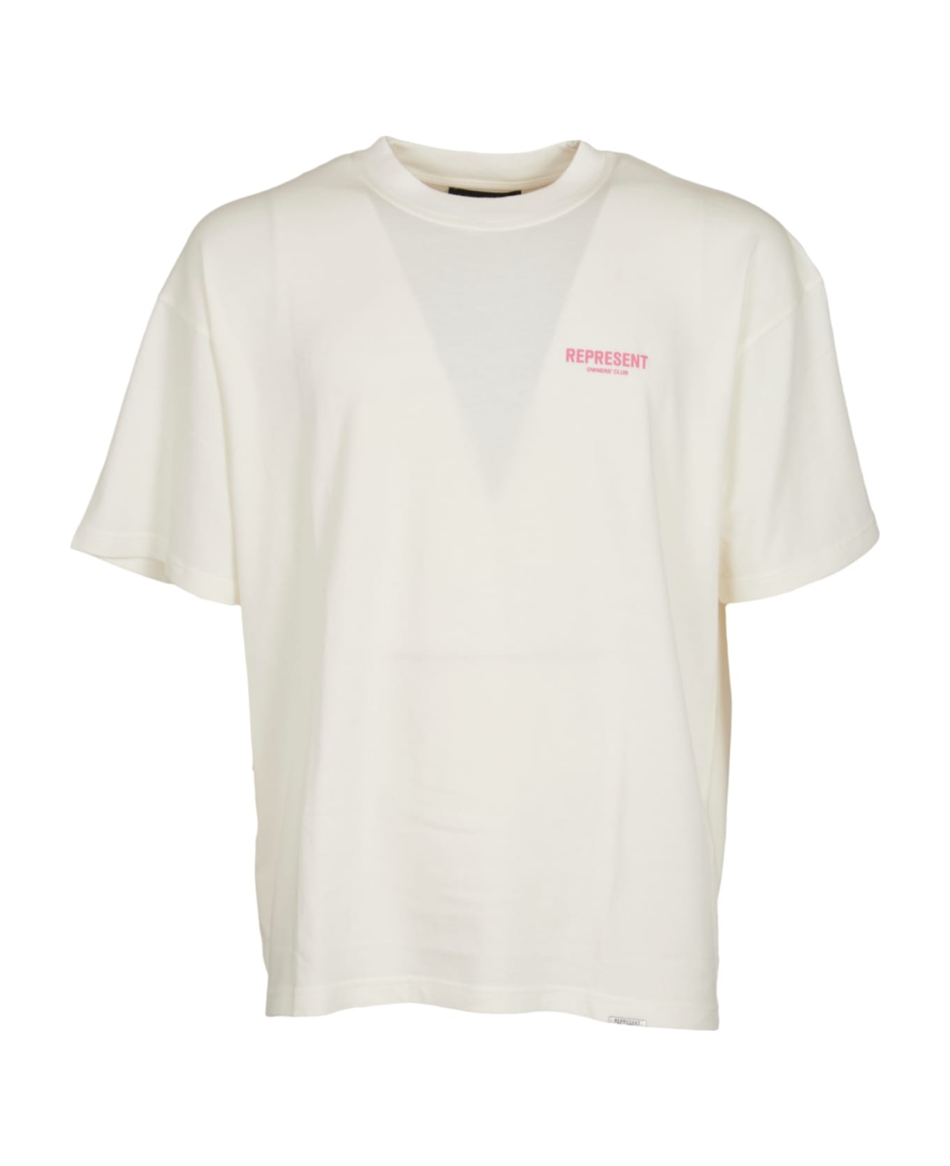 REPRESENT Logo Round Neck T-shirt - White/Bubblegum Pink