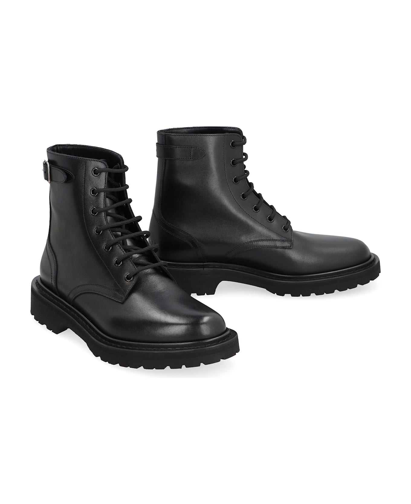Celine Ranger Leather Lace-up Boots - black