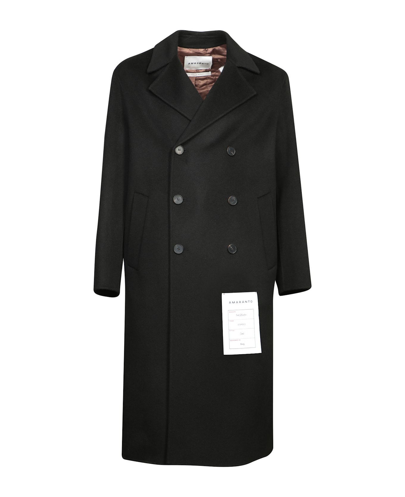 Amaranto Black Double-breasted Coat - Black