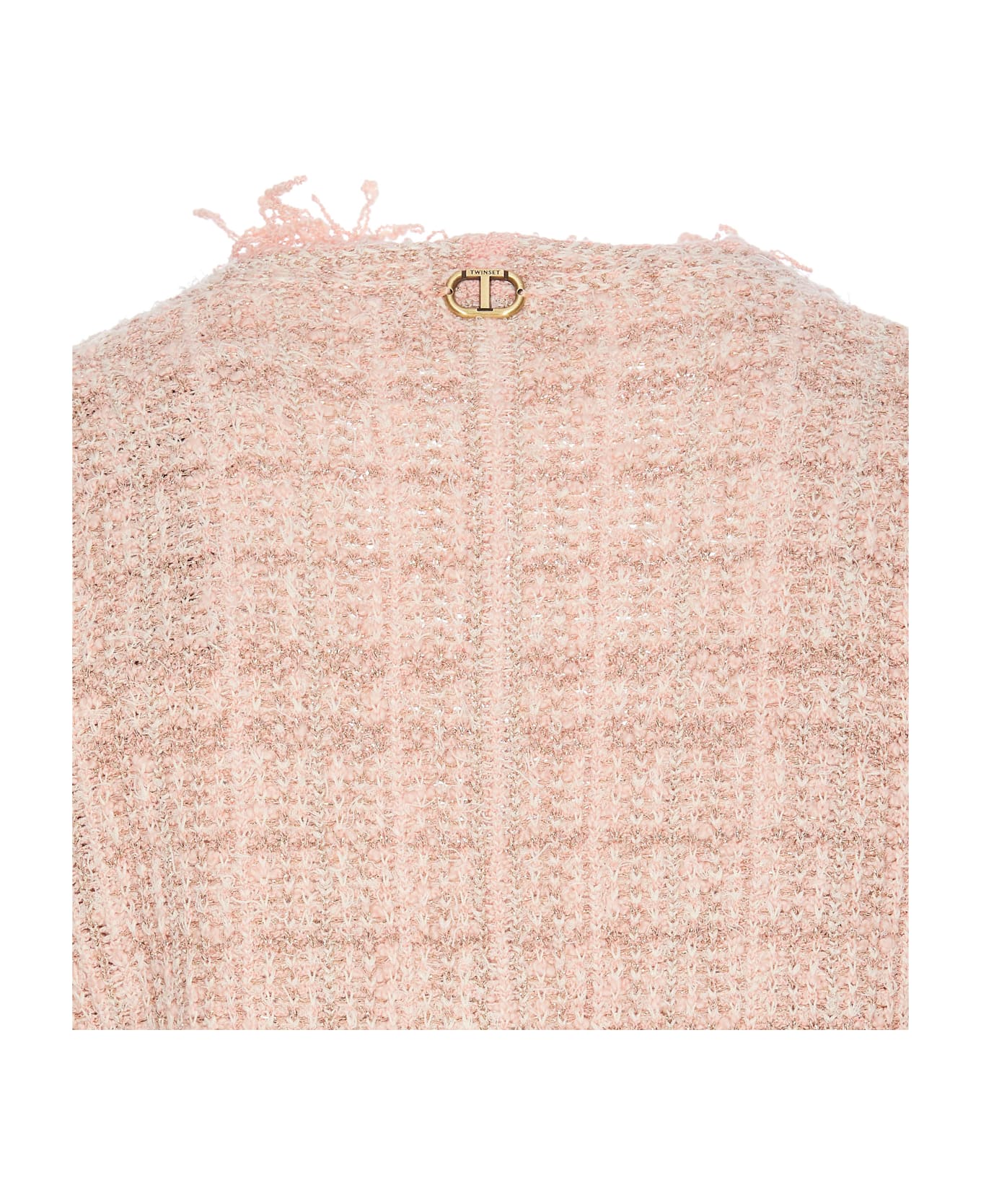 TwinSet Jacquard Lurex Knit Jacket - Pink