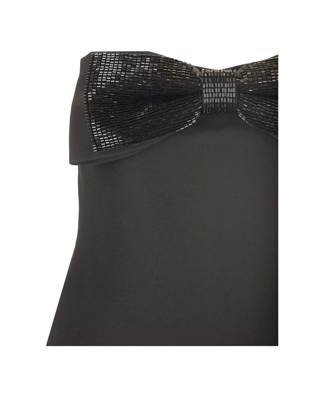 self-portrait Bow Bandeau Top - Black