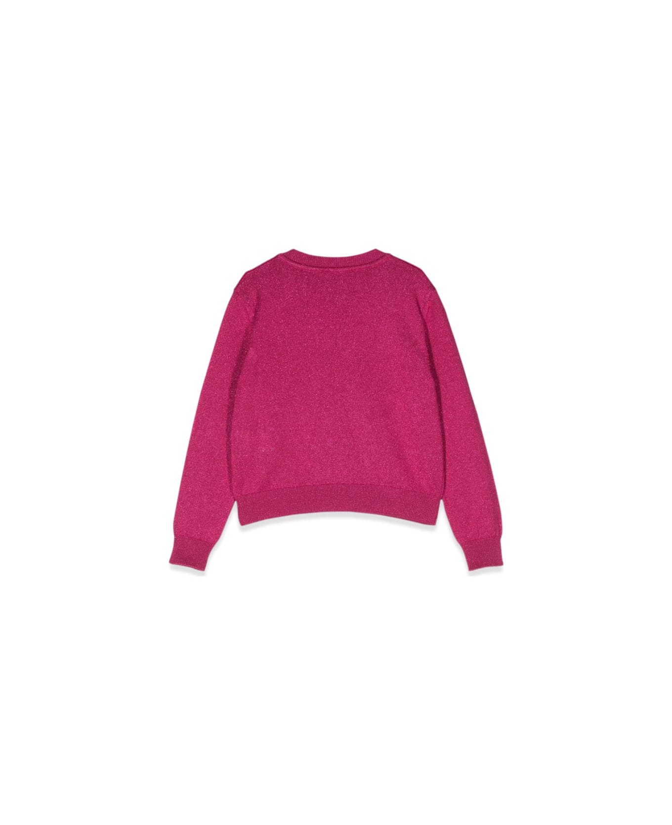 Versace Crew Neck Pullover With Embroidered Logo - FUCHSIA