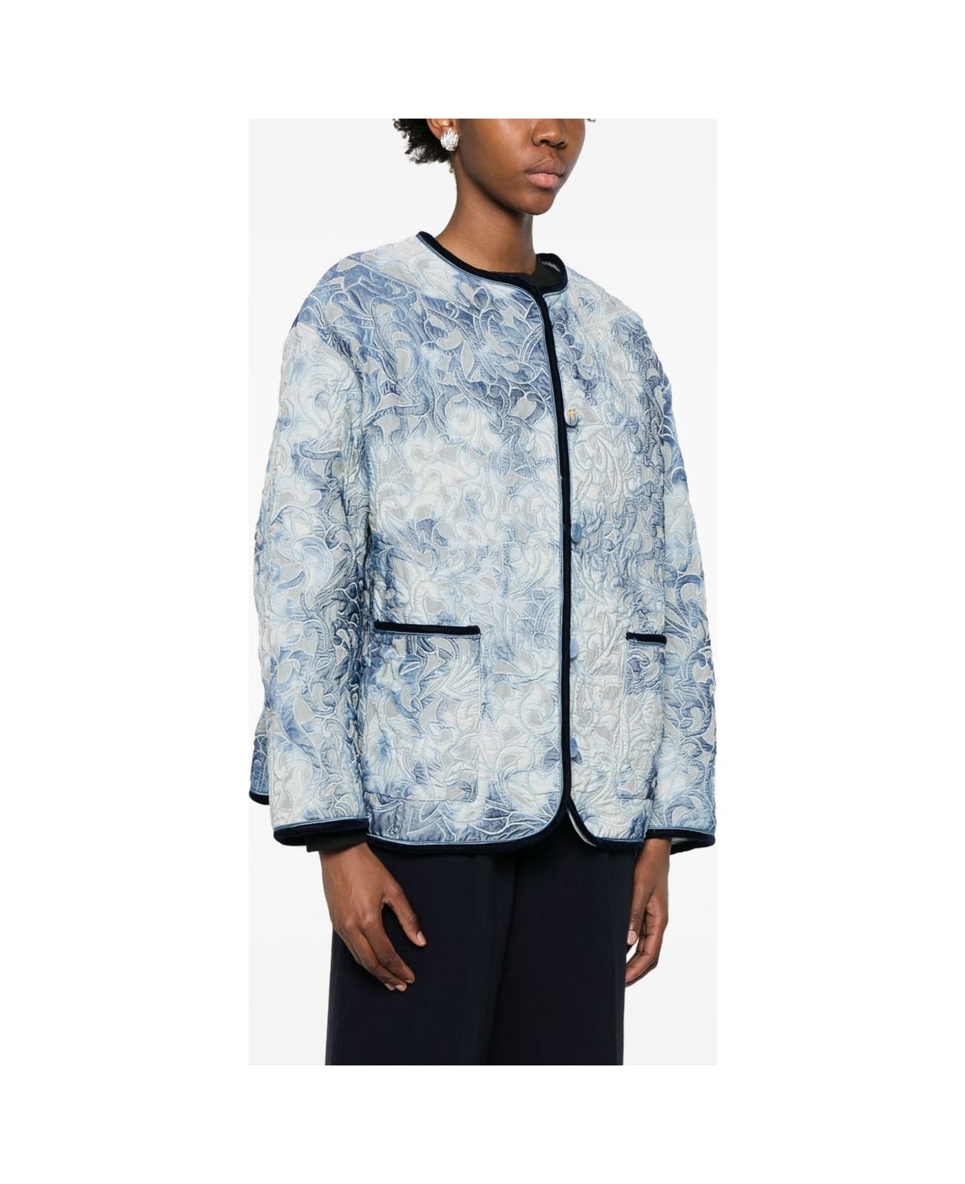Forte_Forte Tie-dye Cotton Jacket - Clear Blue