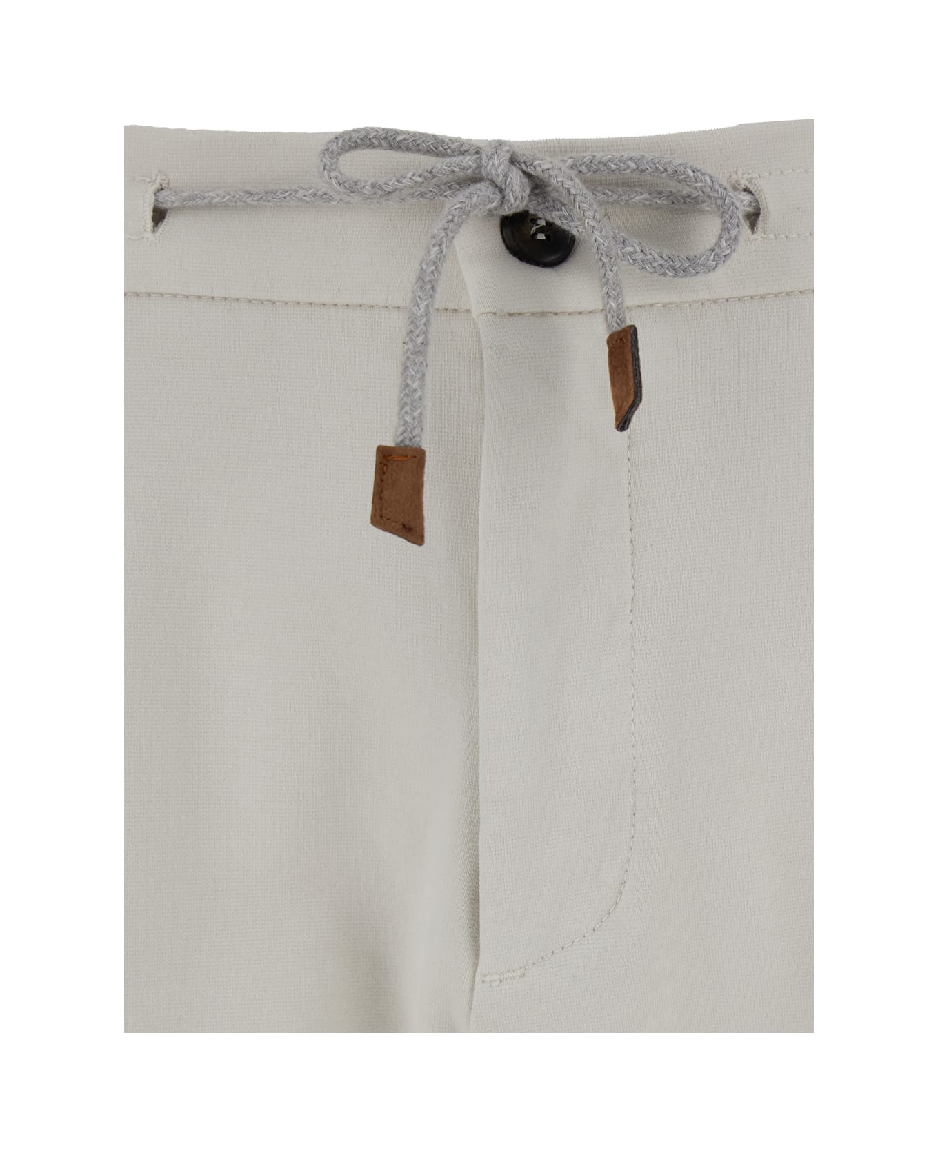 Eleventy White Jogger Pants With Drawstring In Stretch Cotton Man - White ボトムス