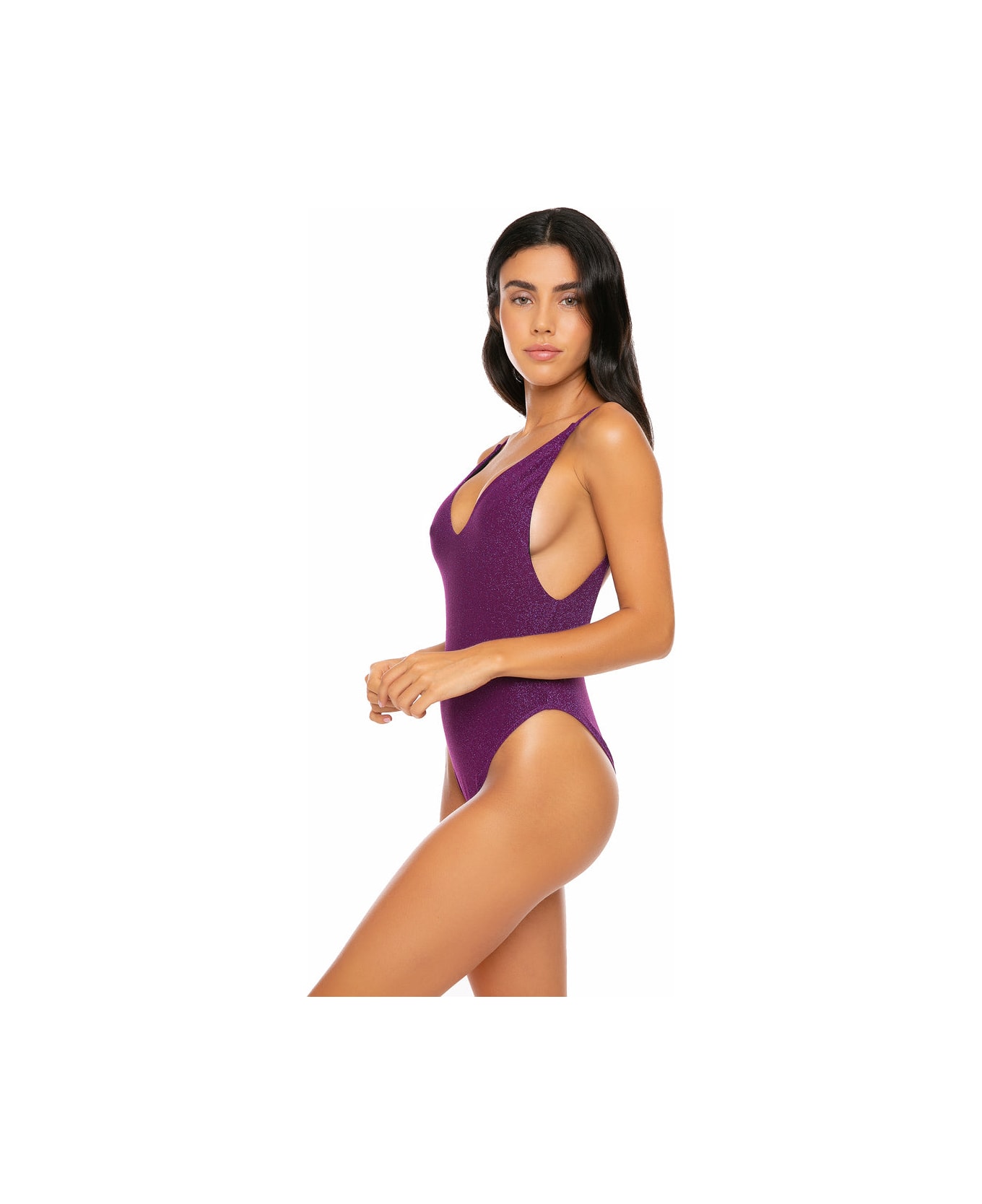 MC2 Saint Barth Lurex Violet One Piece Swimsuit - PURPLE
