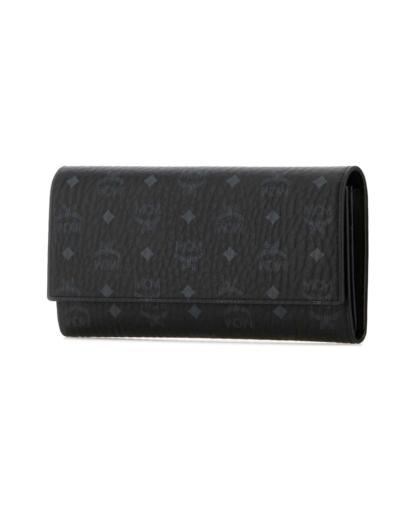 MCM Printed Canvas Wallet - BLACK