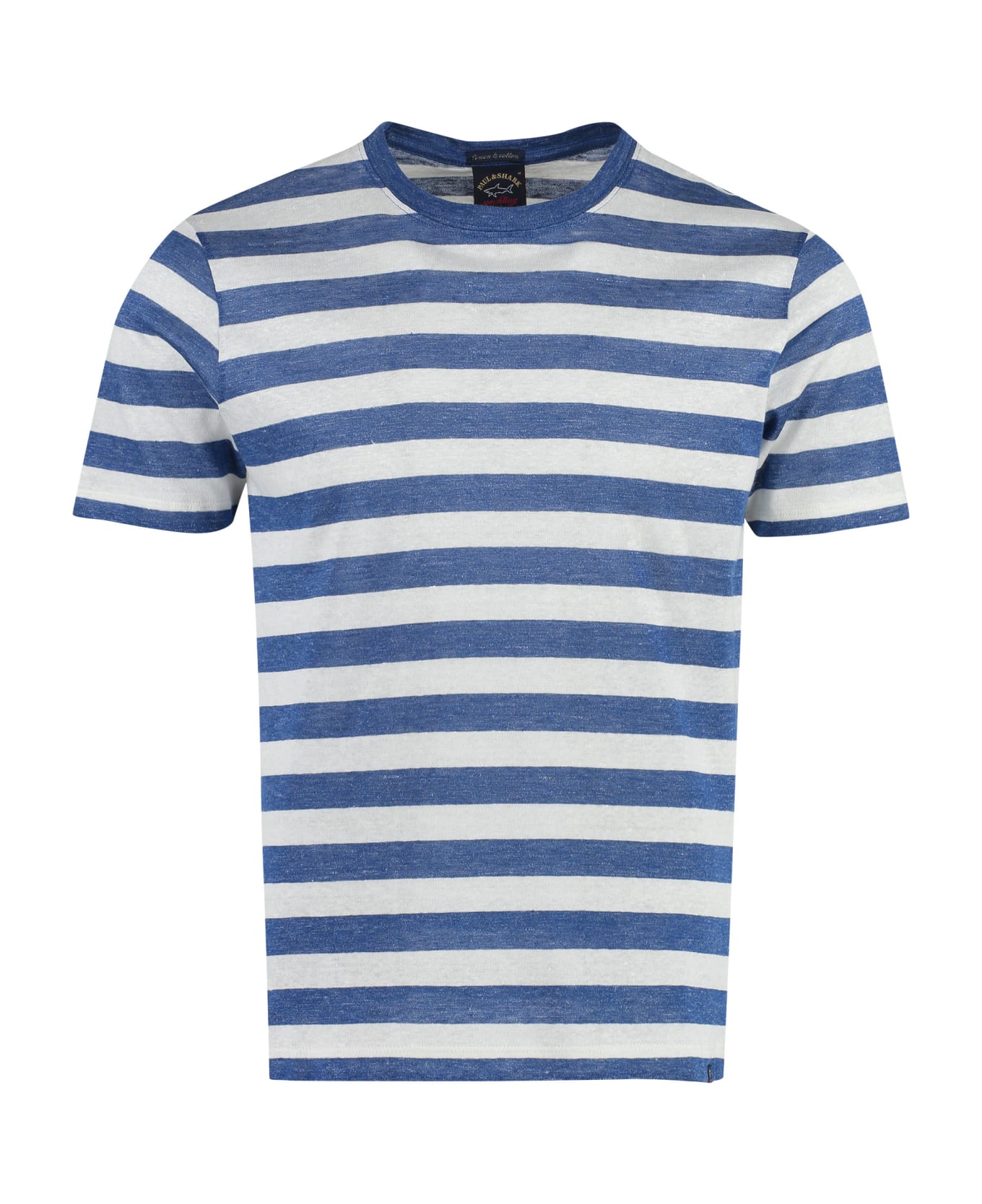 Paul&Shark Striped Linen-cotton Blend T-shirt - blue