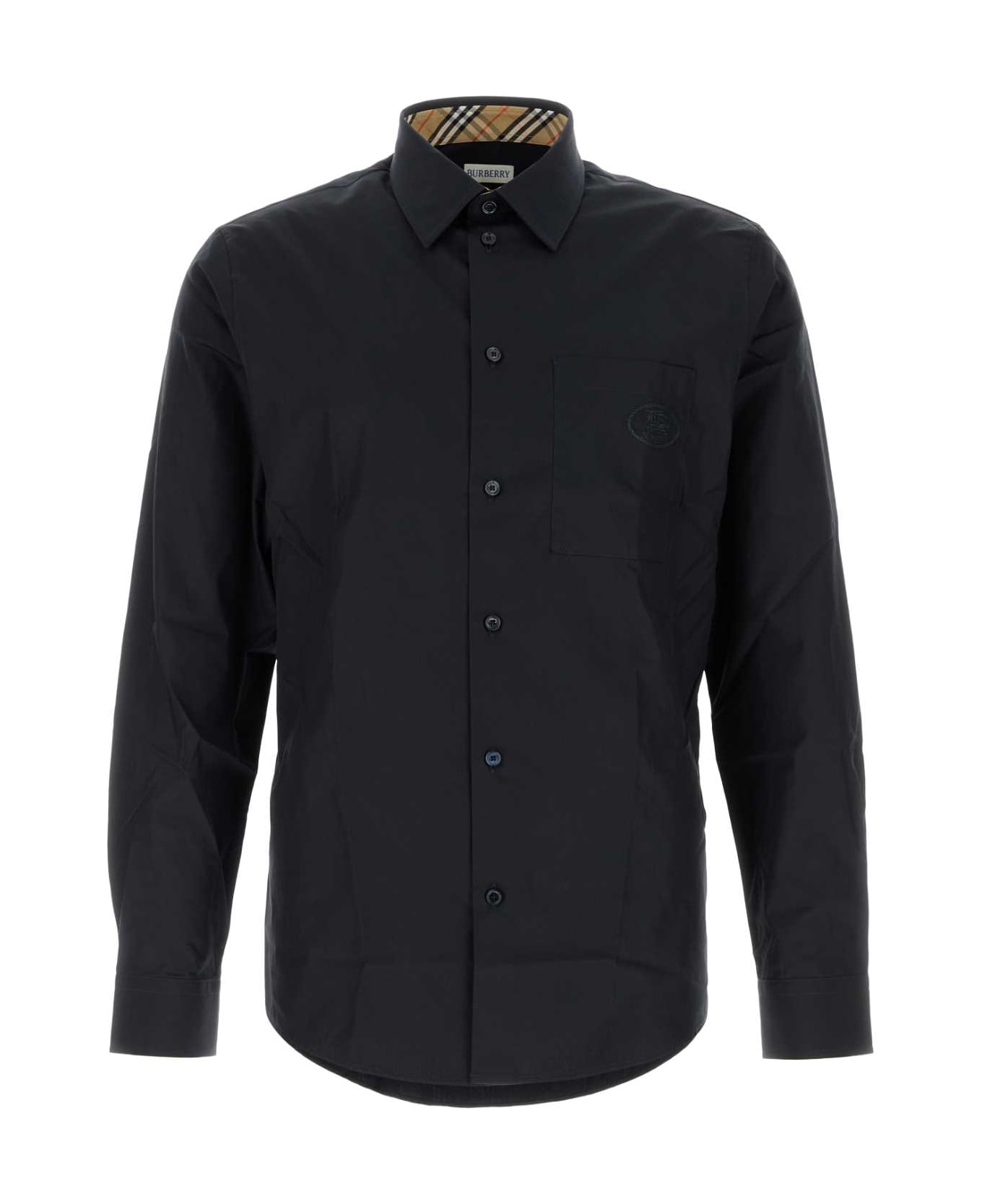Burberry Black Stretch Poplin Shirt - NAVY