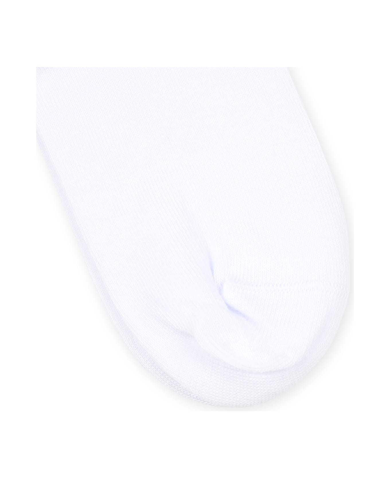 Palm Angels White Socks For Girl With Logo - White