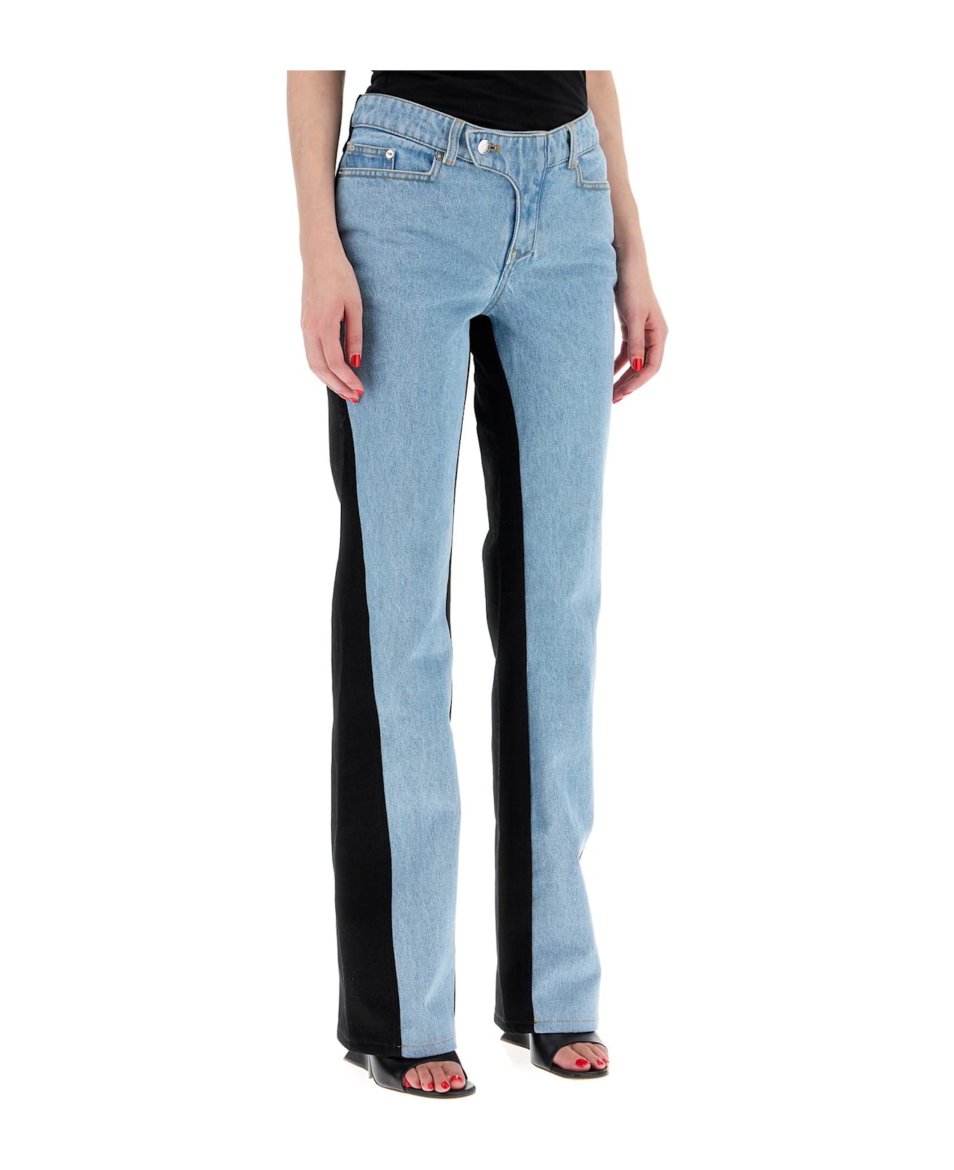 Mugler Bicolor Straight Leg Jeans With Two - TOKYO BLUE BLACK (Blue)