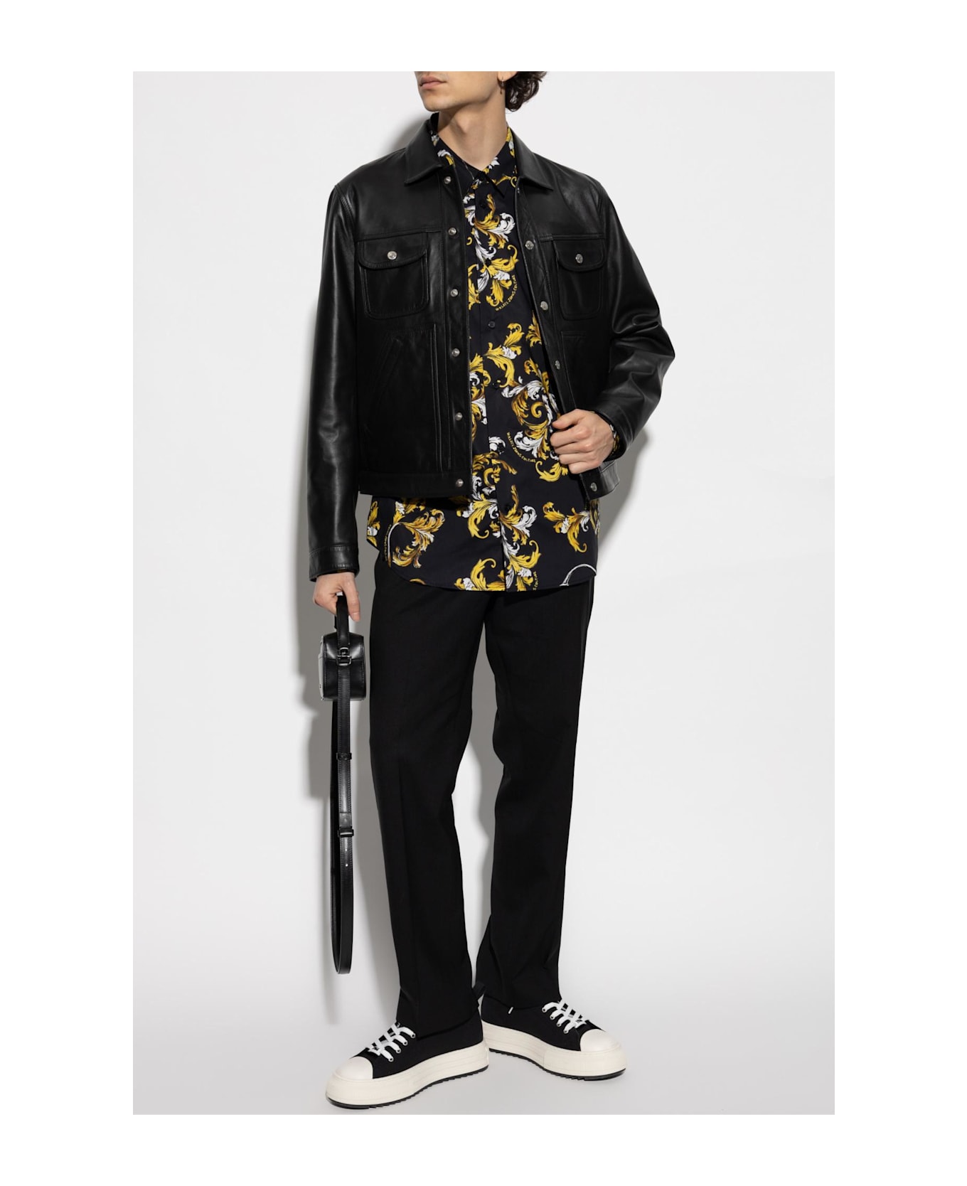 Versace Jeans Couture Patterned Shirt - BLACK/YELLOW