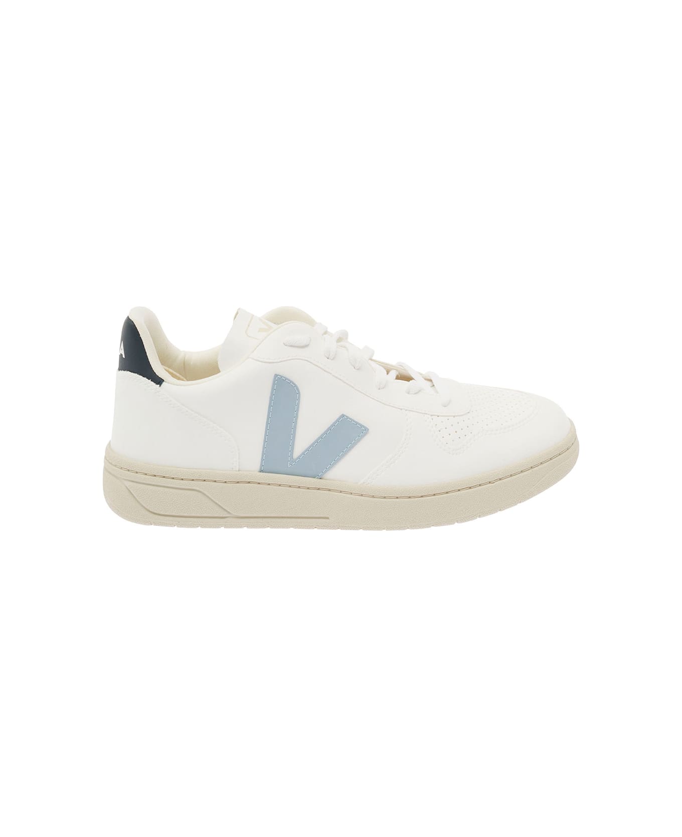 Veja White And Light Blue Sneakers With Logo Details In Leather Man - White スニーカー