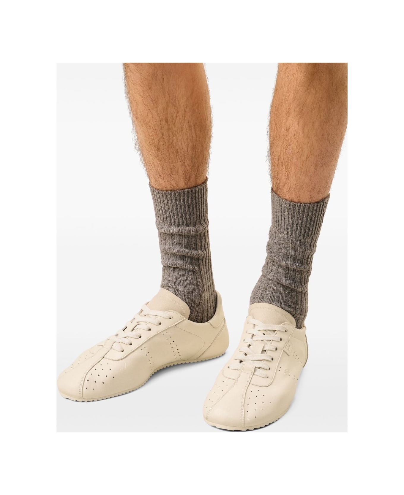 Ami Alexandre Mattiussi Leather Sneakers - Ivory