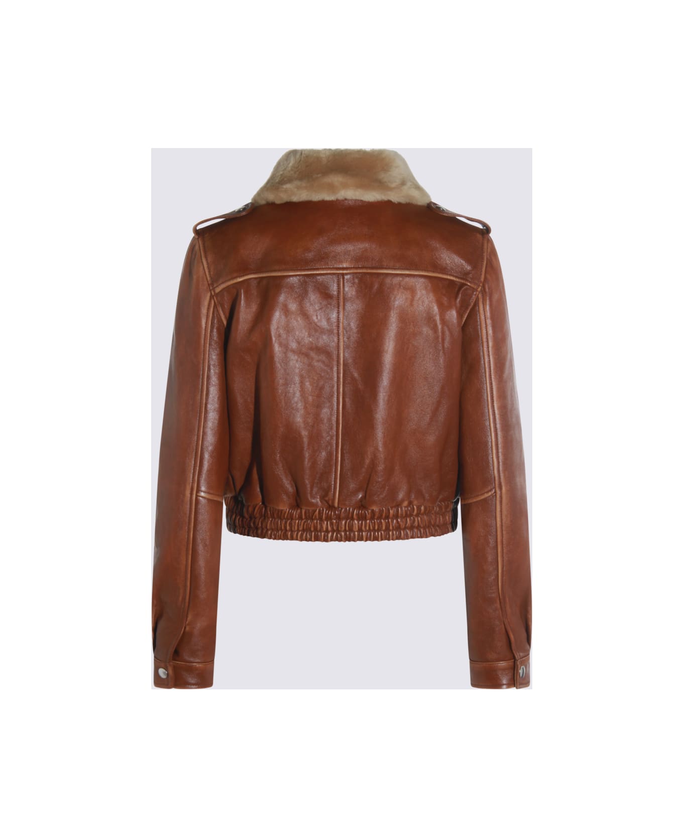 Miu Miu Brown Leather Jacket - Brown