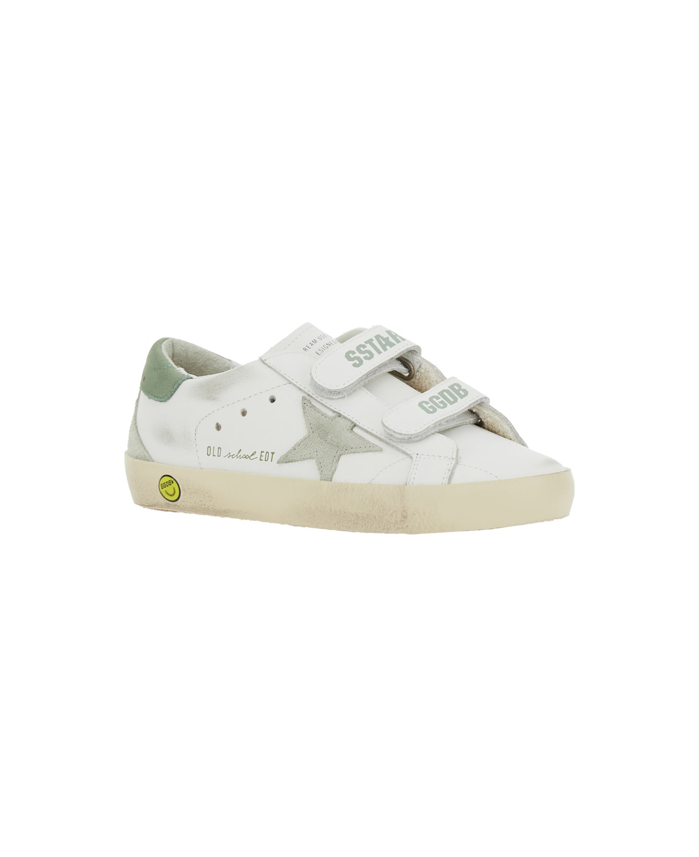 Golden Goose 'old School' White Sneakers With Star Patch On The Side And Logo Lettering On The Front In Leather Boy - White