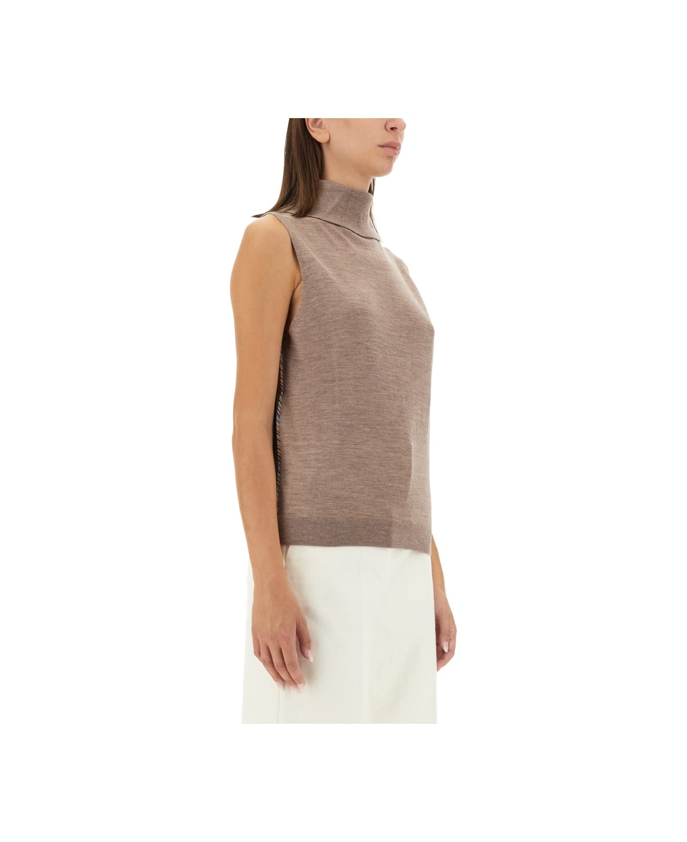 Paul Smith High Neck Top - BEIGE