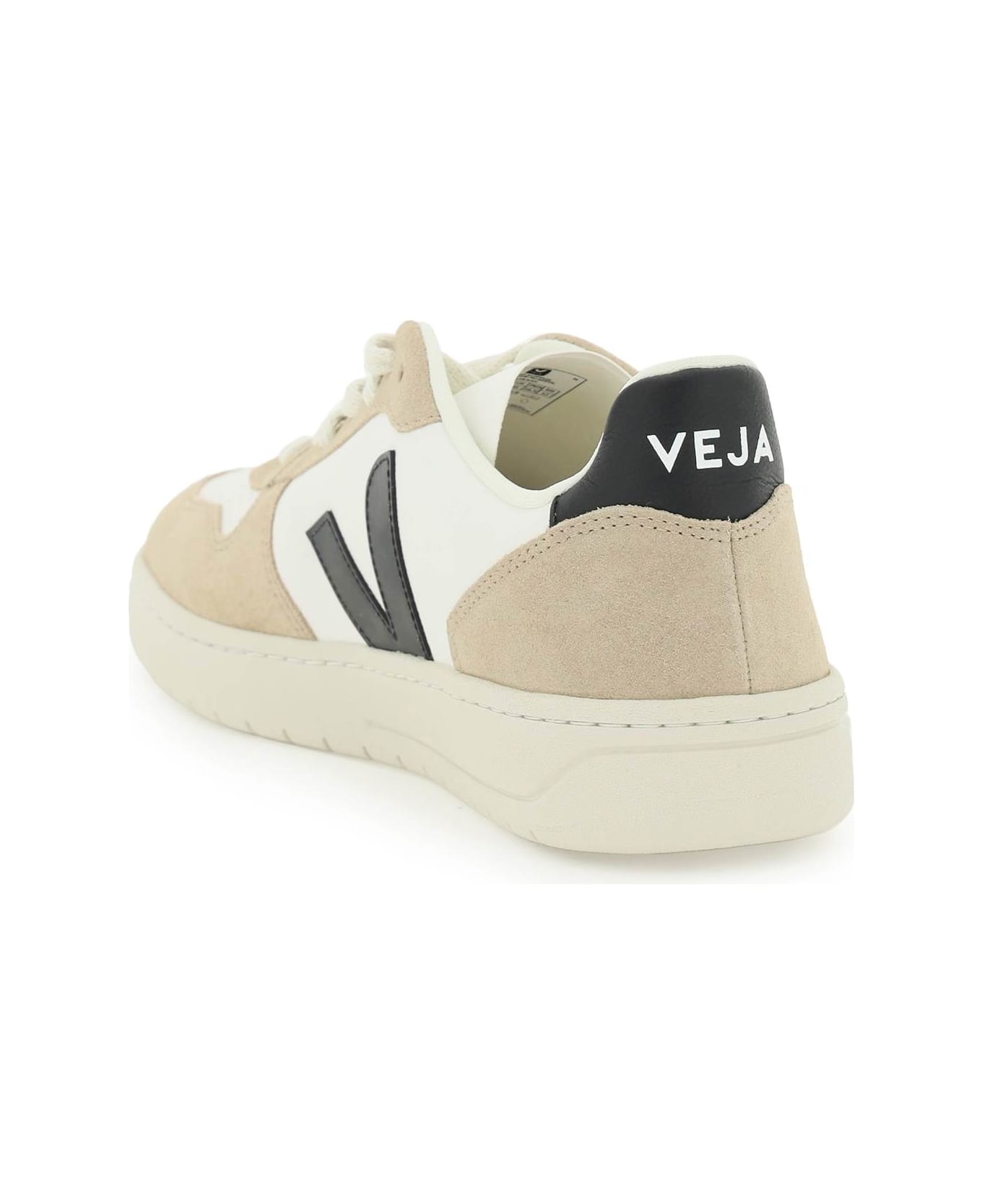 Veja V-10 Suede Sneakers - EXTRA WHITE BLACK SAHARA (Beige)