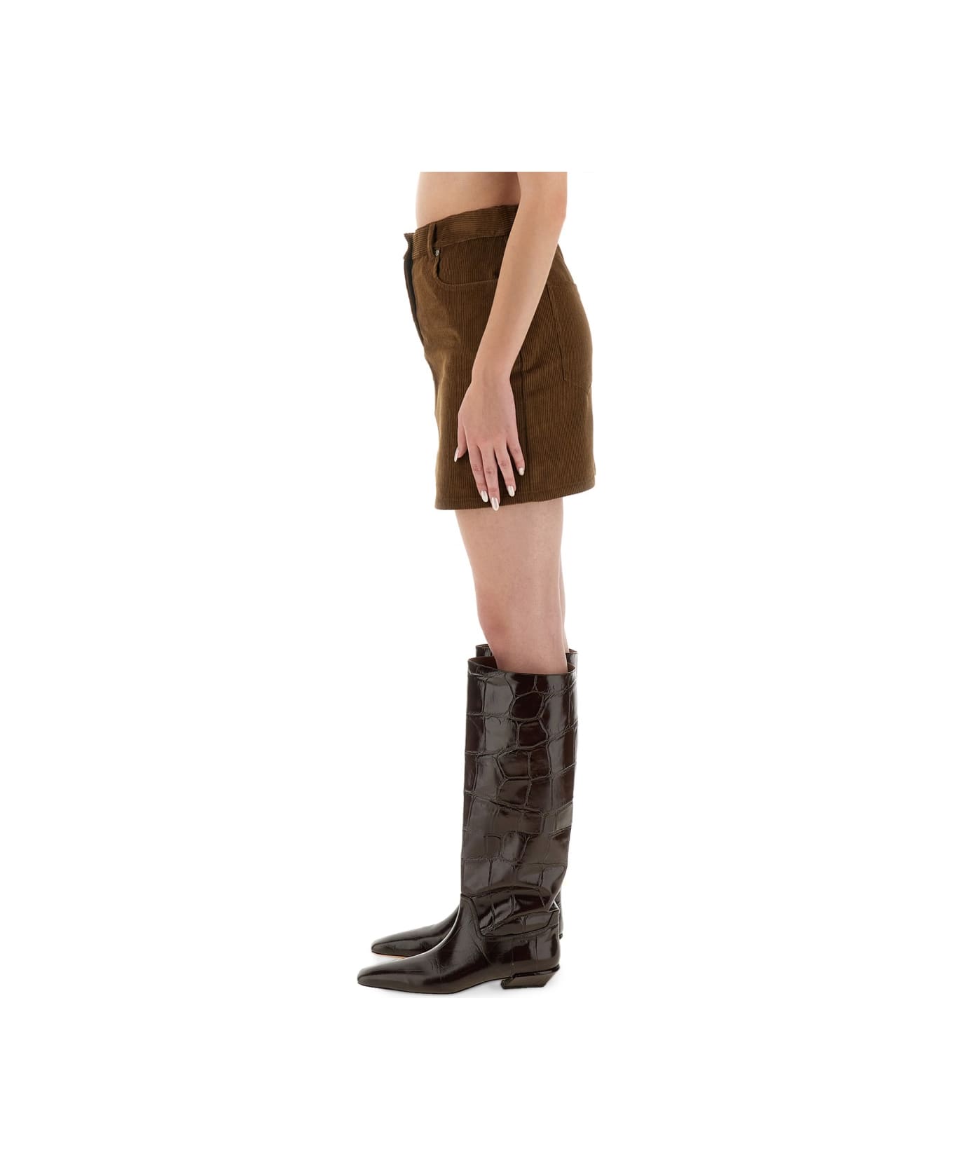 M05CH1N0 Jeans Corduroy Skirt - BROWN