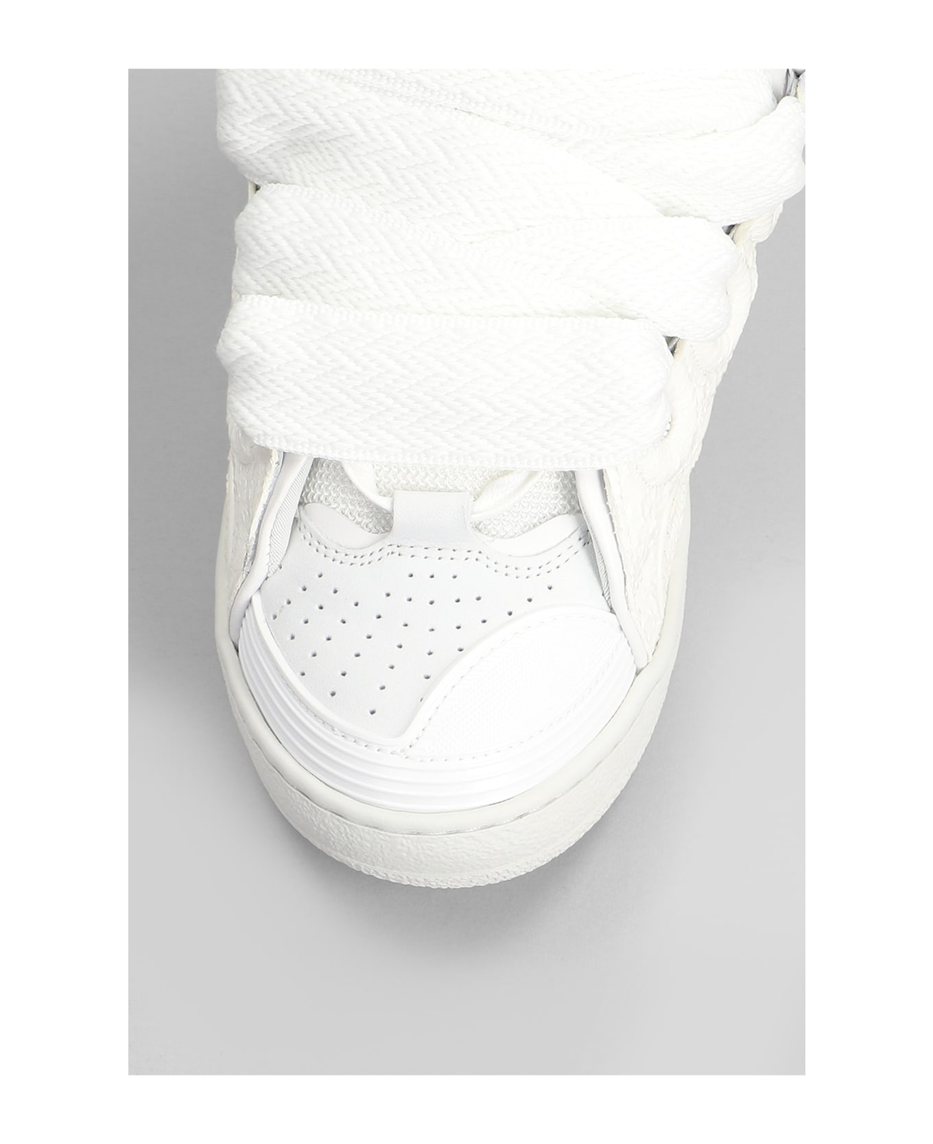 Lanvin Curb Sneakers In White Leather - white